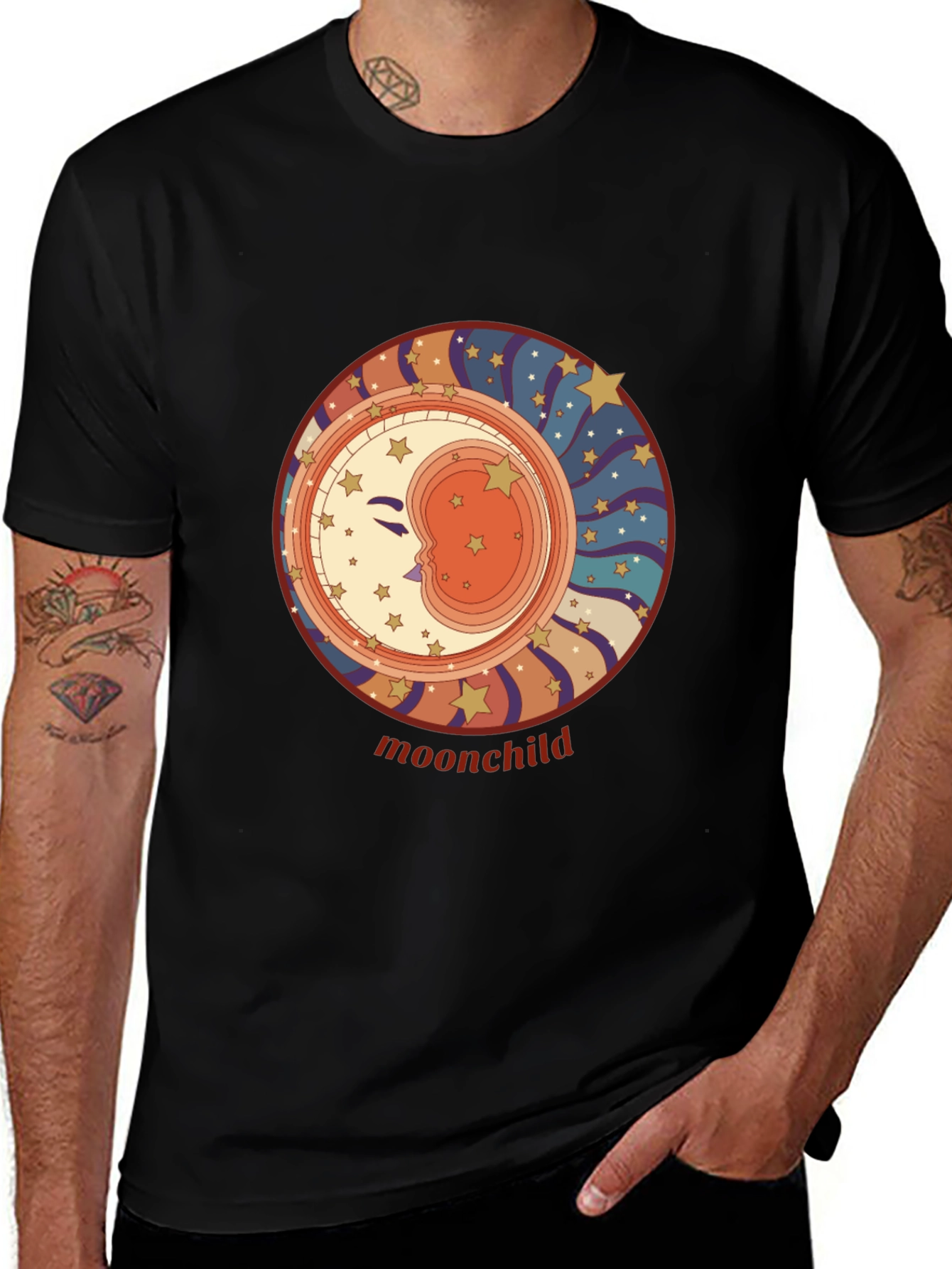 Variant 2 of Moonchild Graphic Tee - Retro Celestial Style