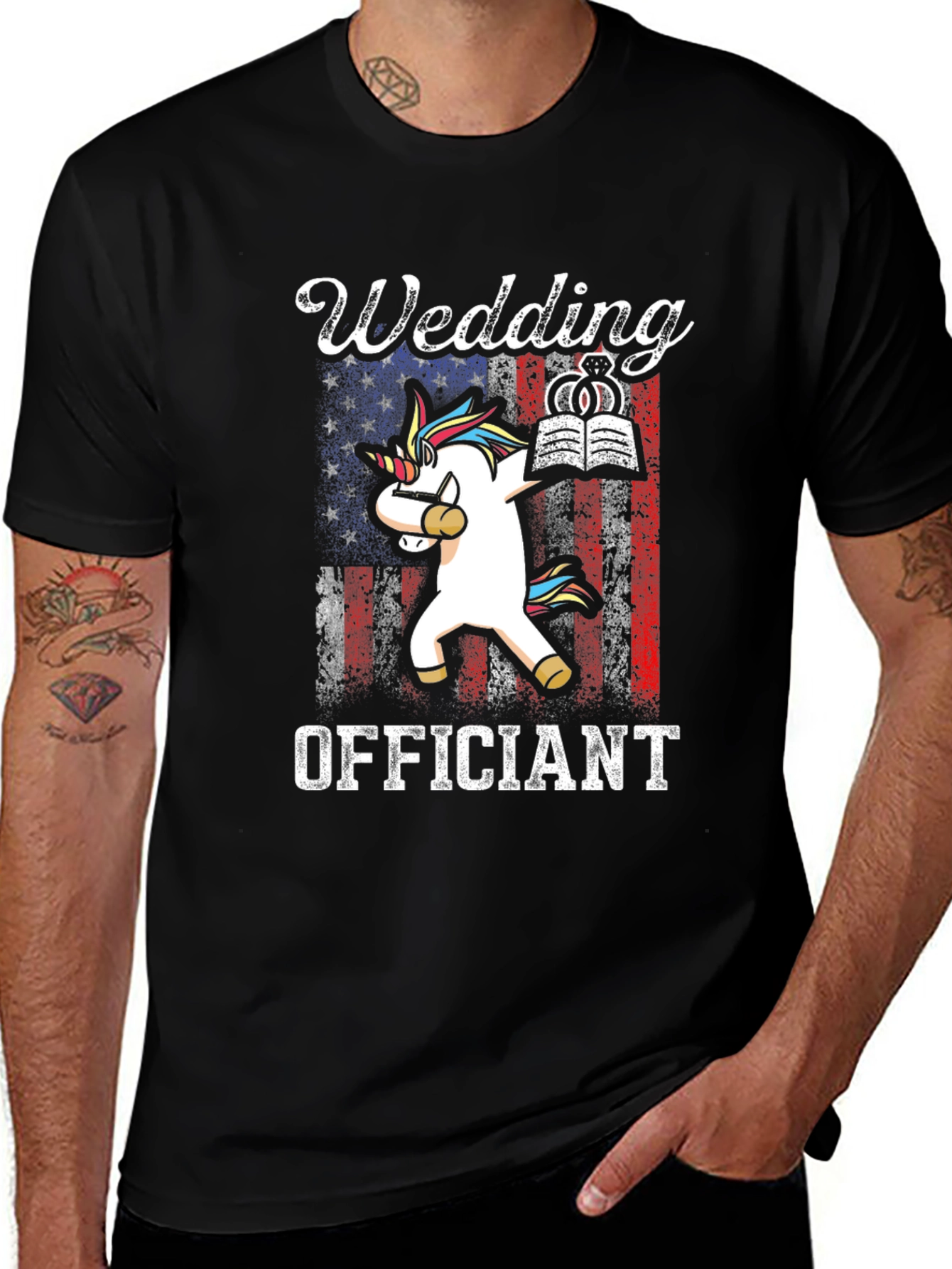 Variant 19 of Wedding Officiant T-Shirt - Unicorn Dabbing