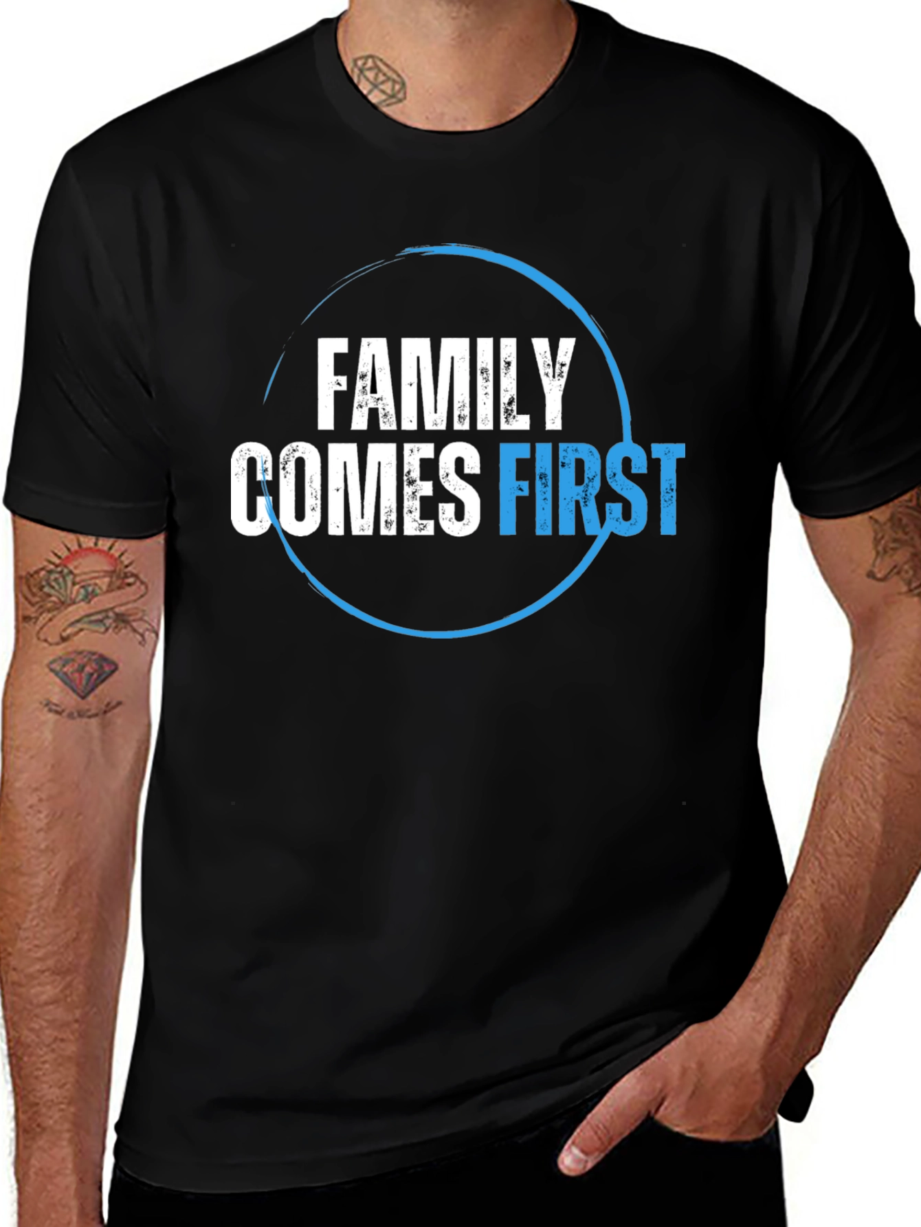 Variant 13 of Family Comes First Graphic Tee - Black