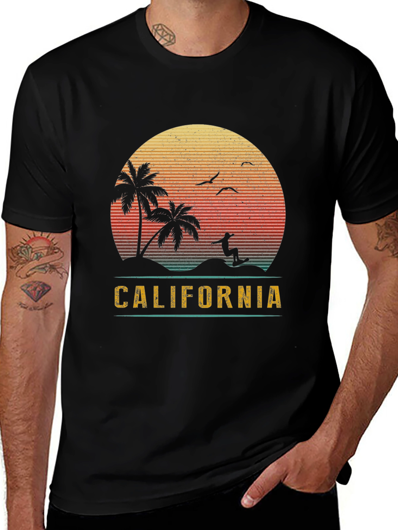 Variant 20 of California Sunset Surf Graphic Tee
