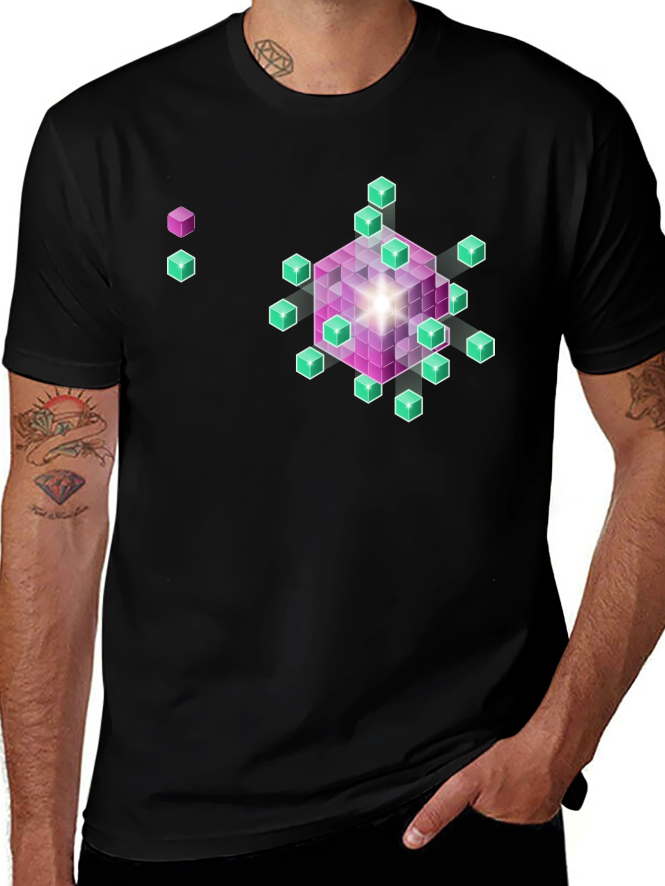 Variant 21 of Abstract Cube Design Black T-Shirt
