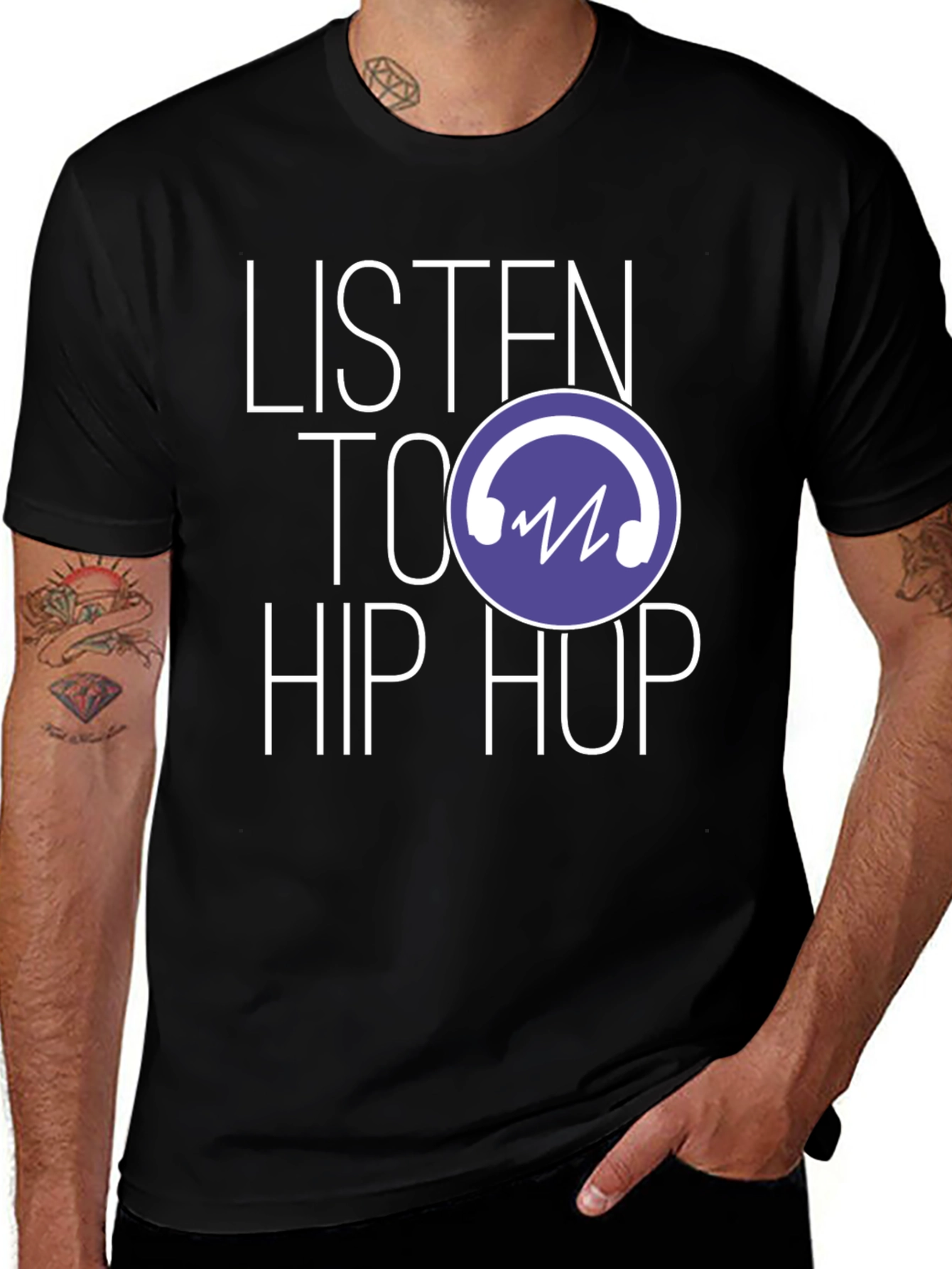 Variant 18 of Listen To Hip Hop Black Graphic T-Shirt
