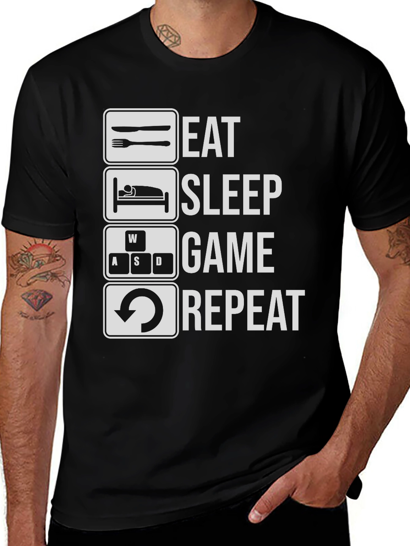 Variant 12 of Eat Sleep Game Repeat T-Shirt - Gamer Tee