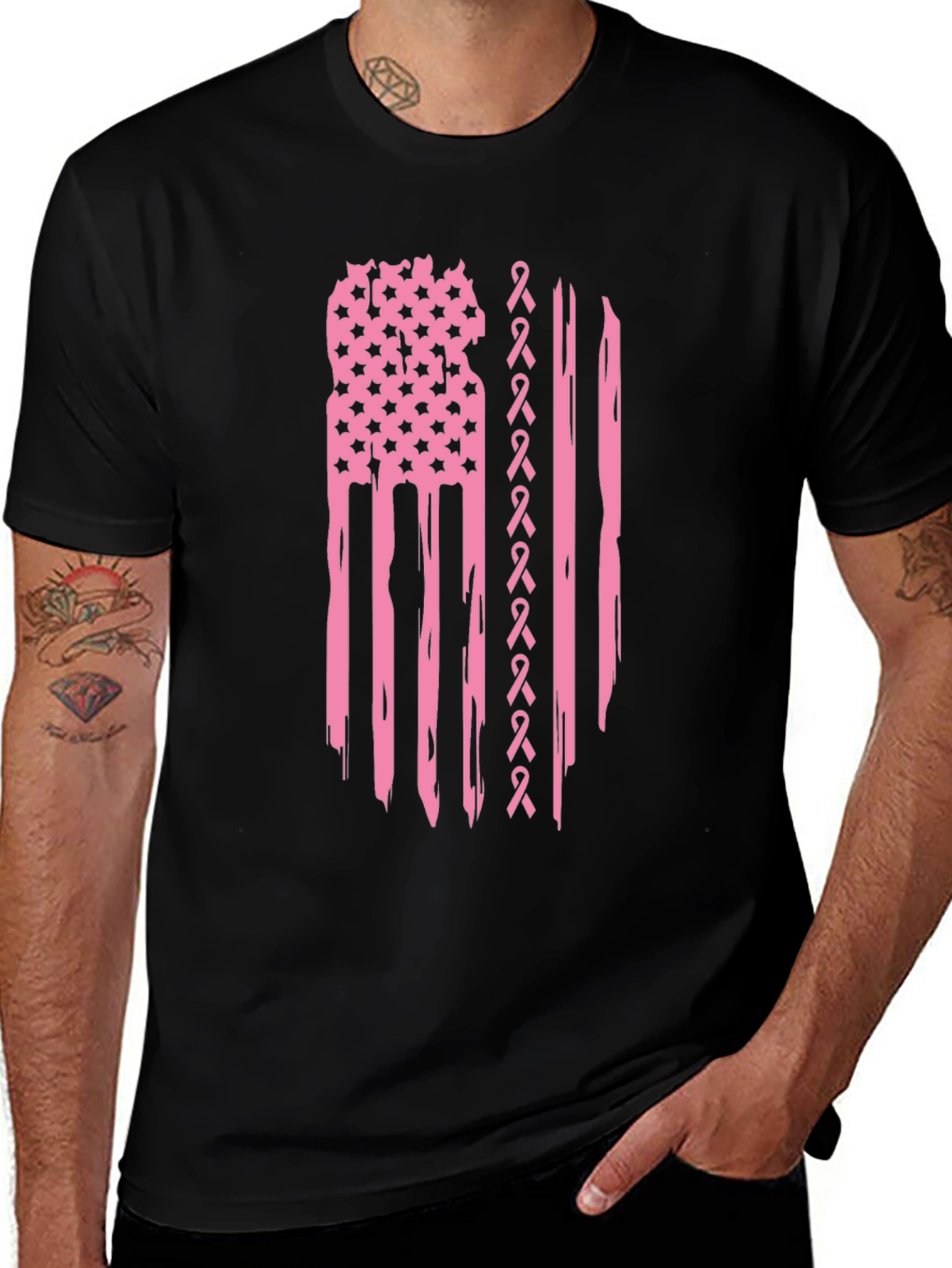 Variant 18 of Breast Cancer Awareness Flag T-Shirt