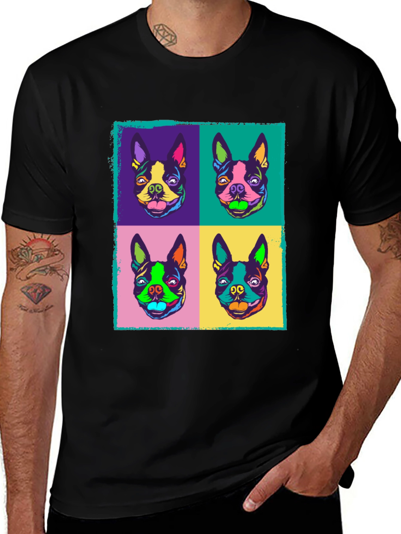 Pop Art Dog Graphic Print T-Shirt