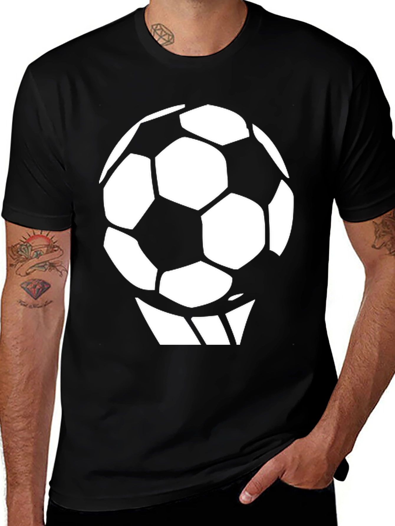 Variant 12 of Soccer Ball Graphic T-Shirt - Casual Black Tee