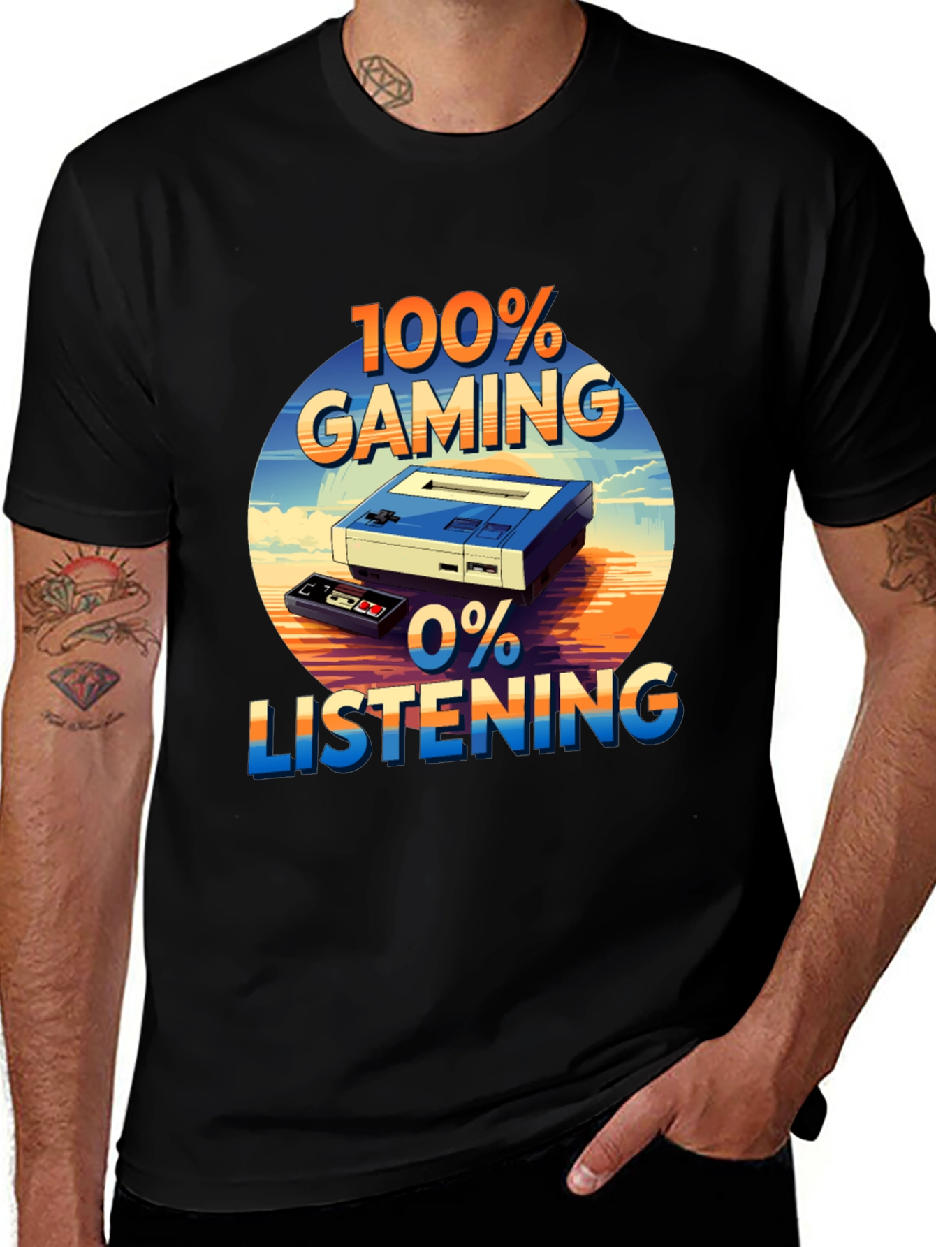 Variant 26 of Gaming T-Shirt - 100% Gaming 0% Listening