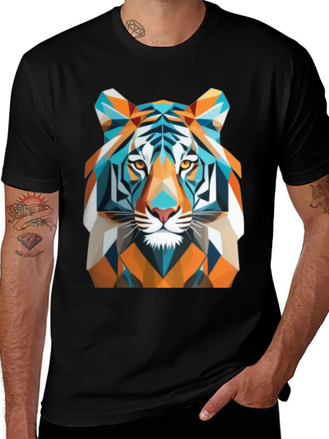 Variant 30 of Geometric Tiger Graphic T-Shirt - Modern Art Tee