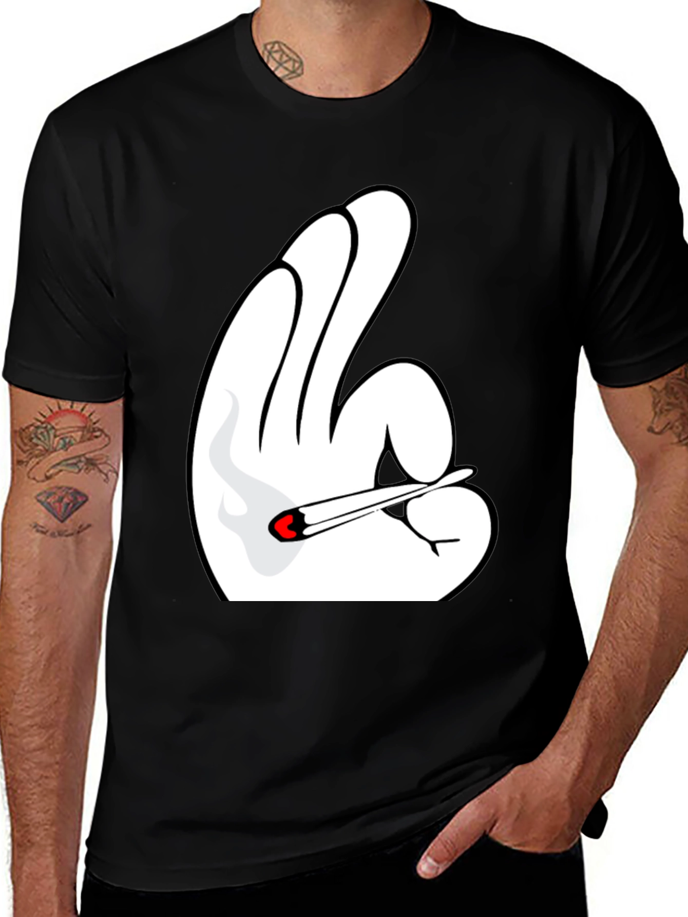 Variant 8 of Novelty Hand Gesture T-Shirt - Black Tee