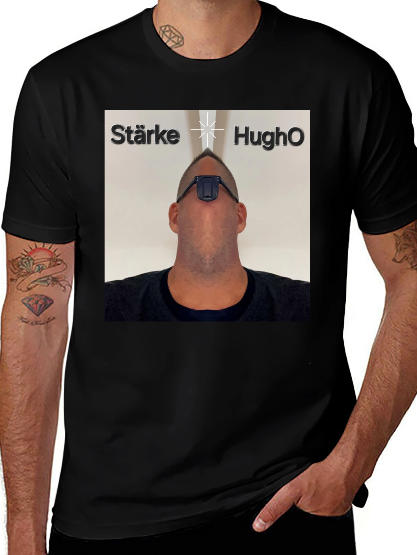 Black Starke HughO T-Shirt - Unique Graphic Tee main image