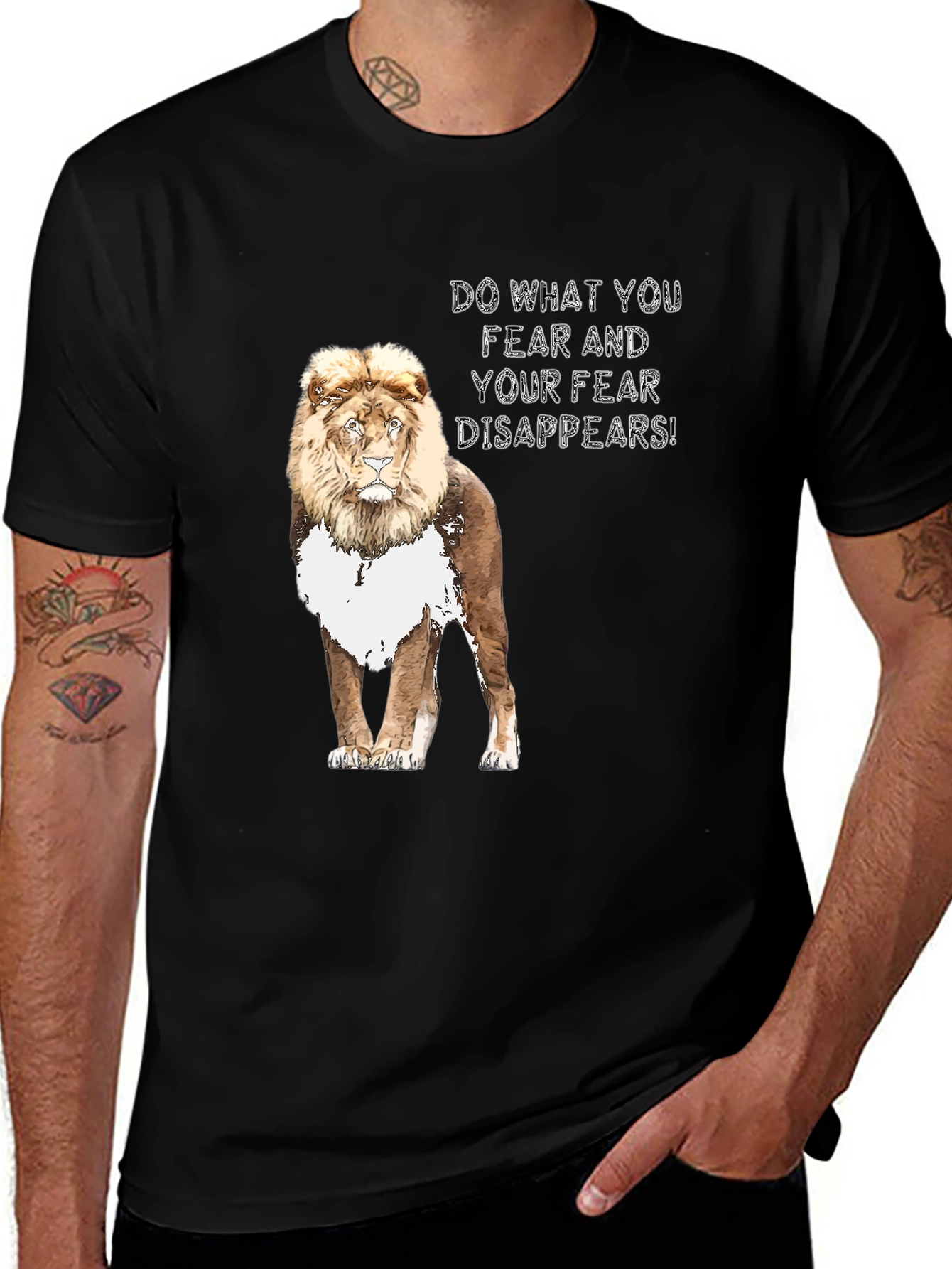 Variant 28 of Lion Fear Disappears Graphic Tee - Motivational Shirt