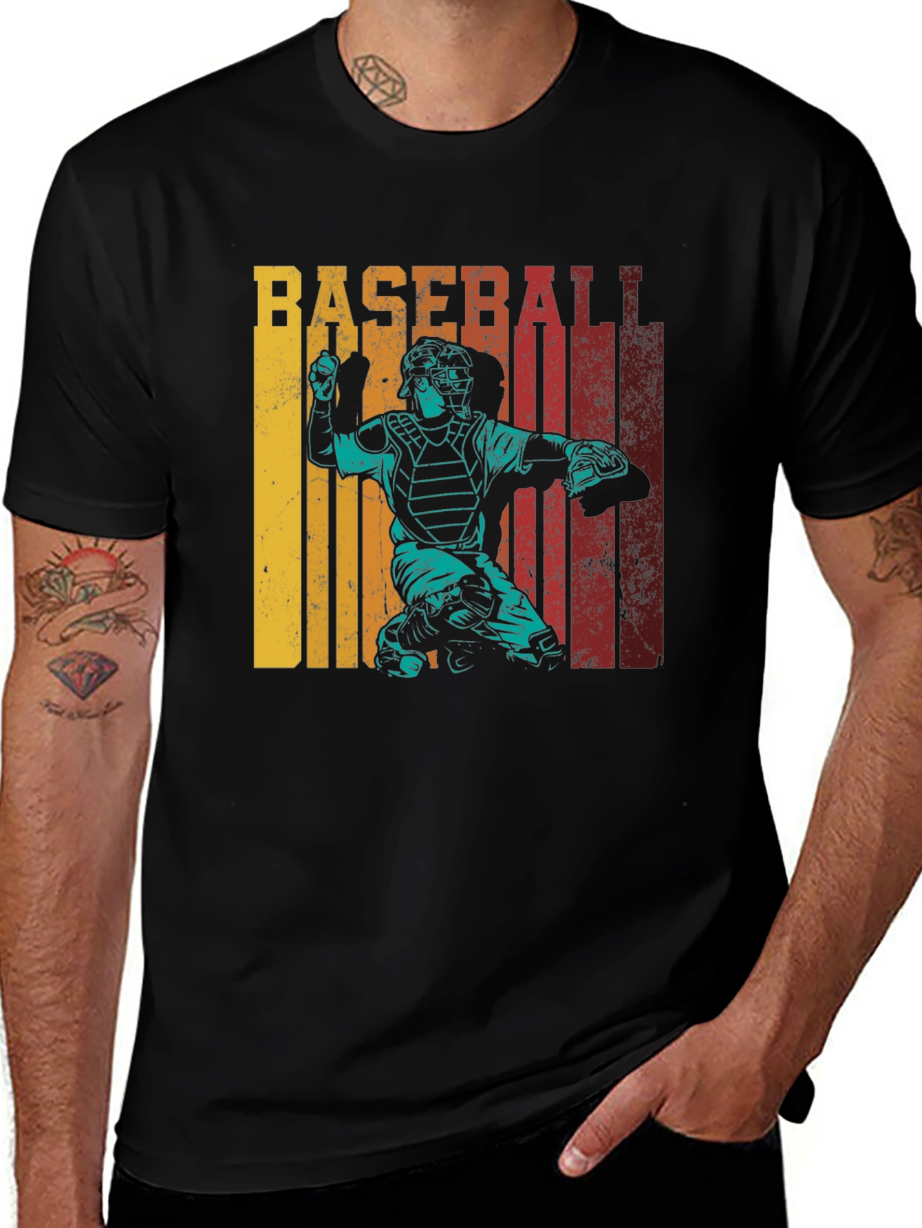 Baseball Catcher Retro T-Shirt