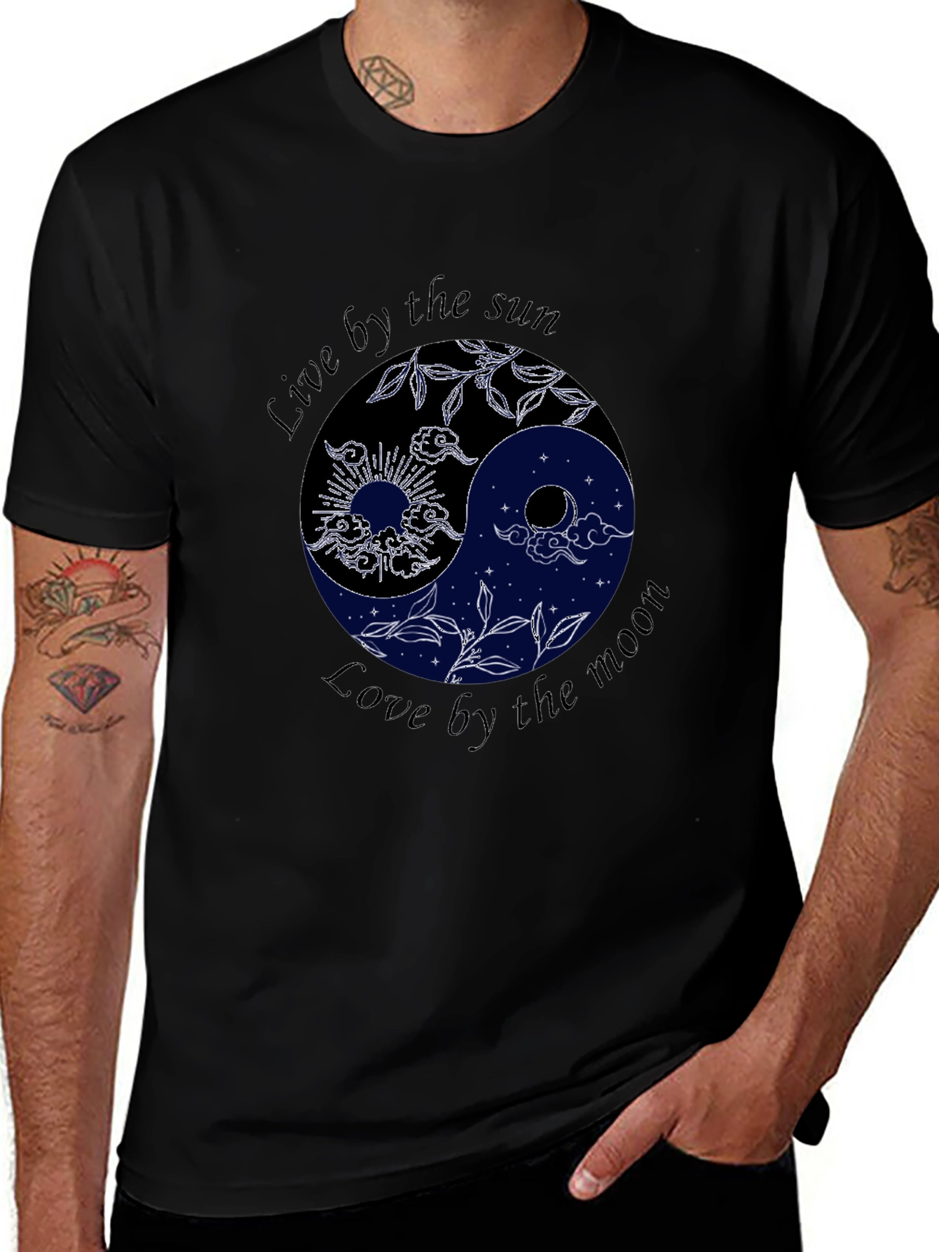 Variant 18 of Yin Yang Sun & Moon Graphic Tee - Celestial Harmony
