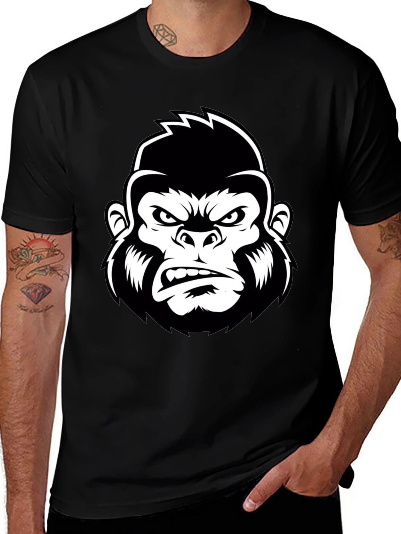 Variant 26 of Men's Black Gorilla Graphic Tee