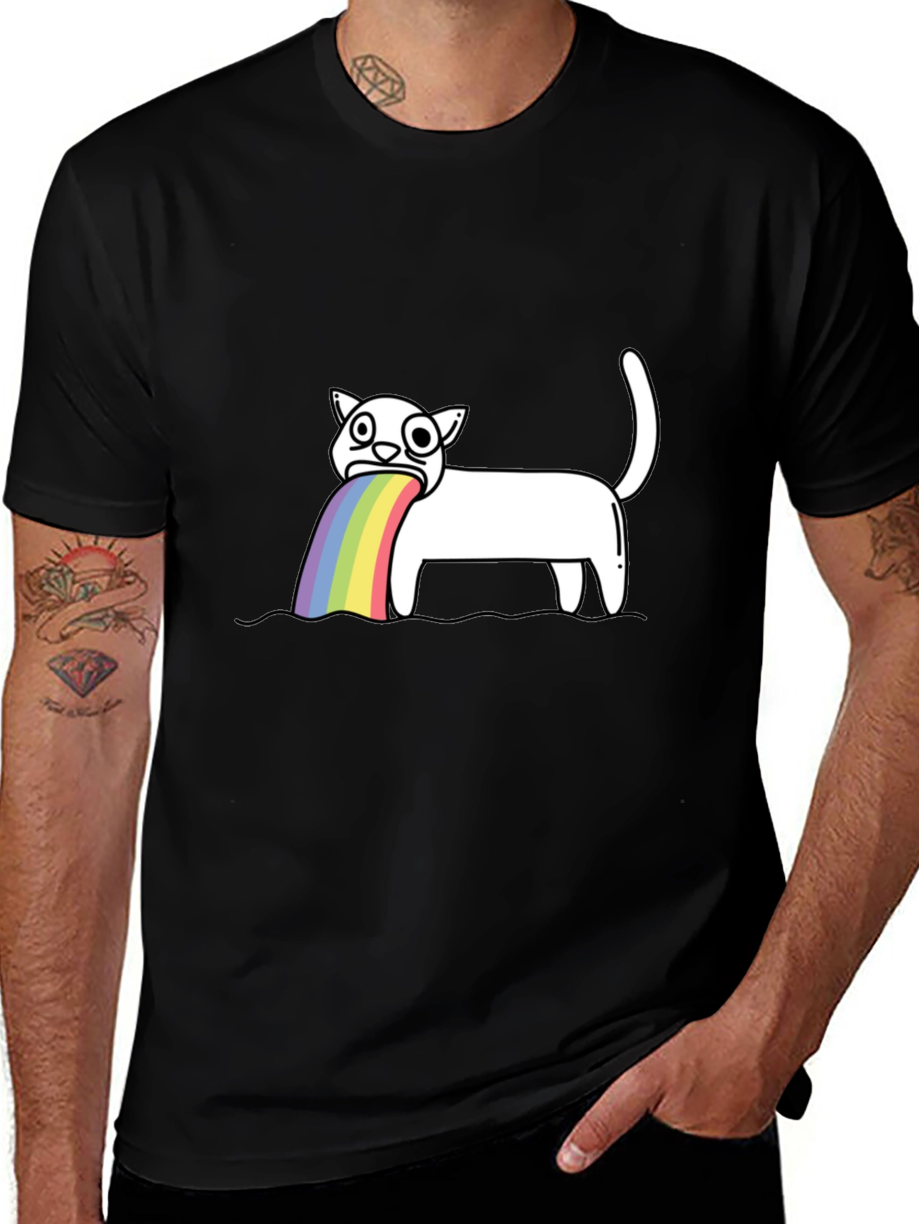 Variant 12 of Rainbow Puke Cat Graphic Tee