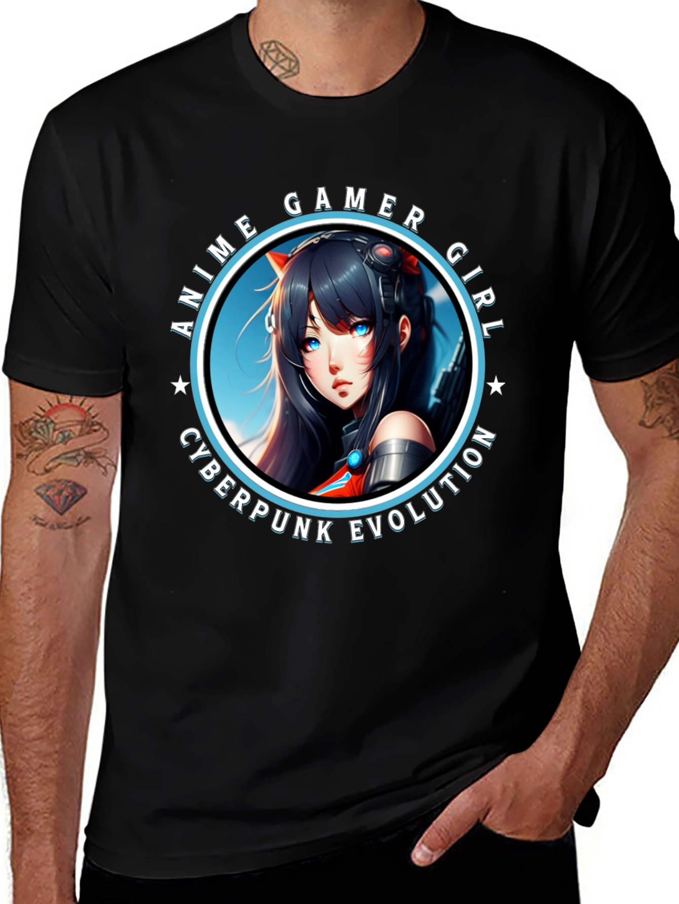 Anime Gamer Girl Cyberpunk Evolution Graphic T-Shirt