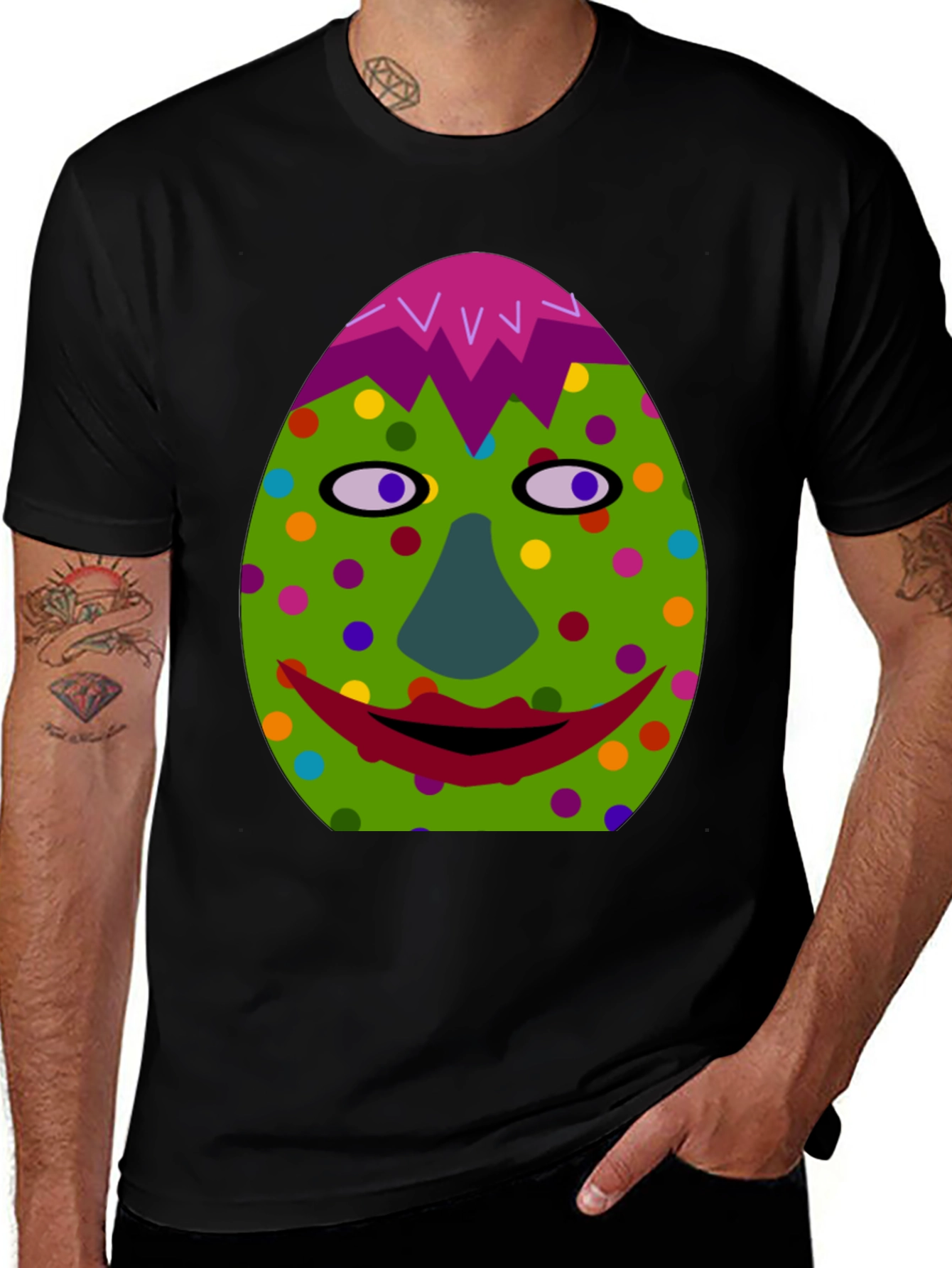 Funky Easter Egg Face T-Shirt - Quirky Holiday Style!