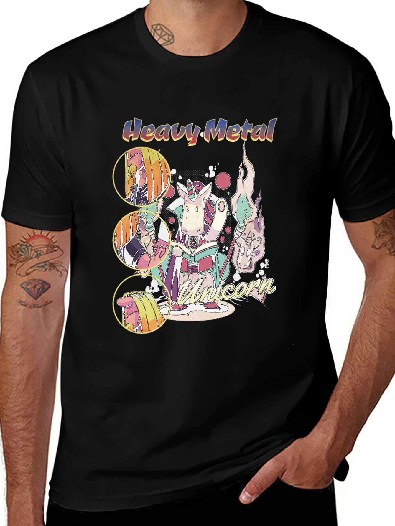 Variant 12 of Heavy Metal Unicorn T-Shirt - Black Graphic Tee