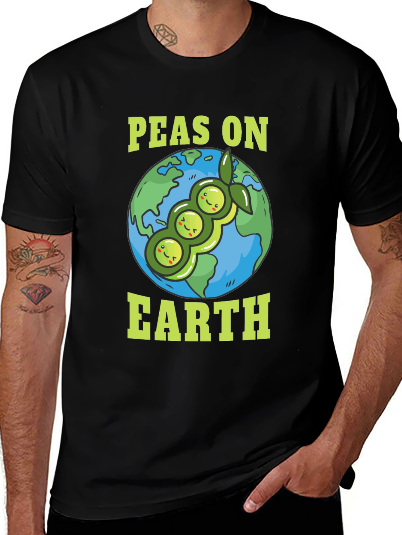 Black Peas on Earth T-Shirt - Vegan Planet Tee main image