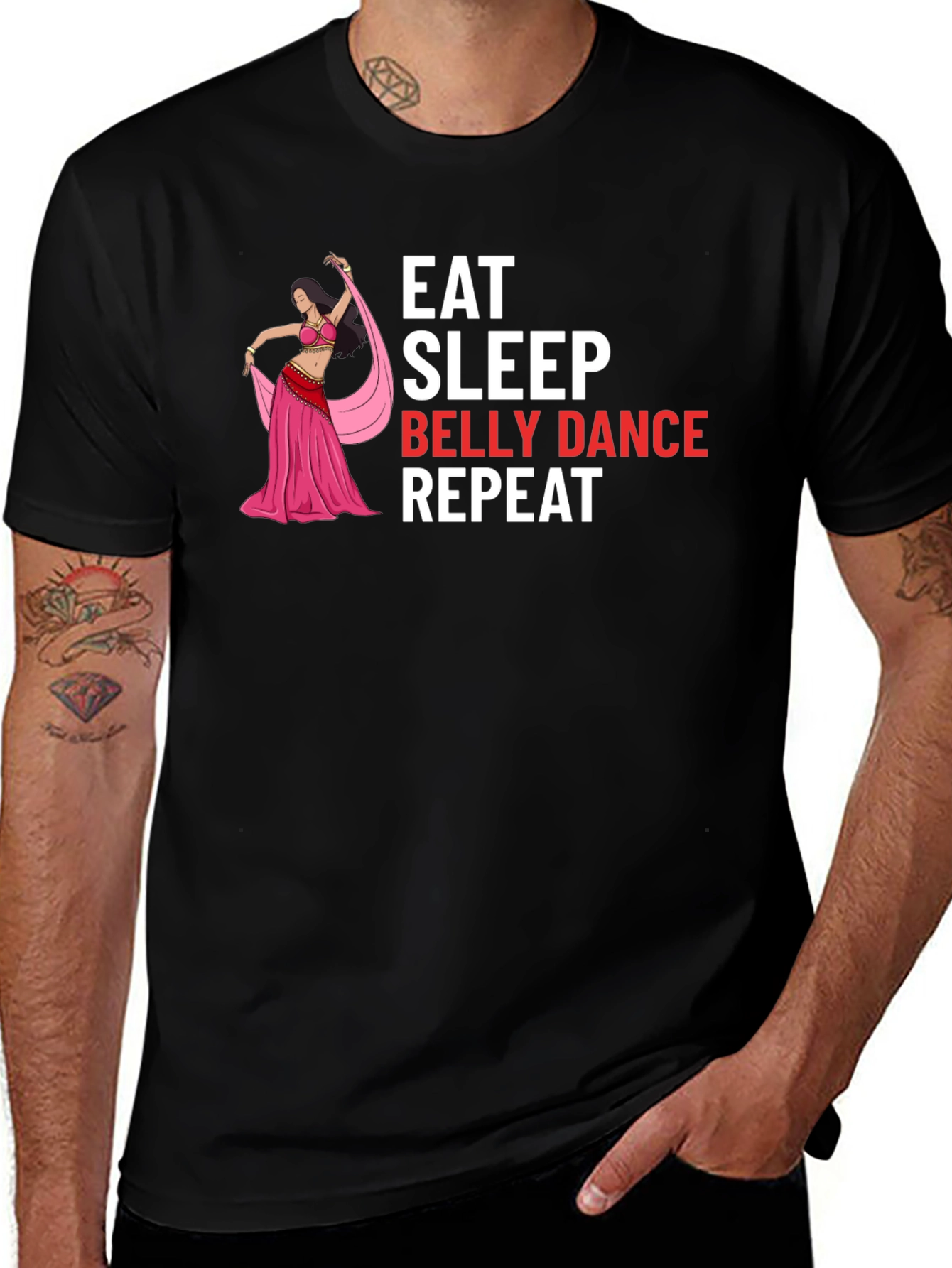 Variant 16 of Eat Sleep Belly Dance Repeat Graphic Tee