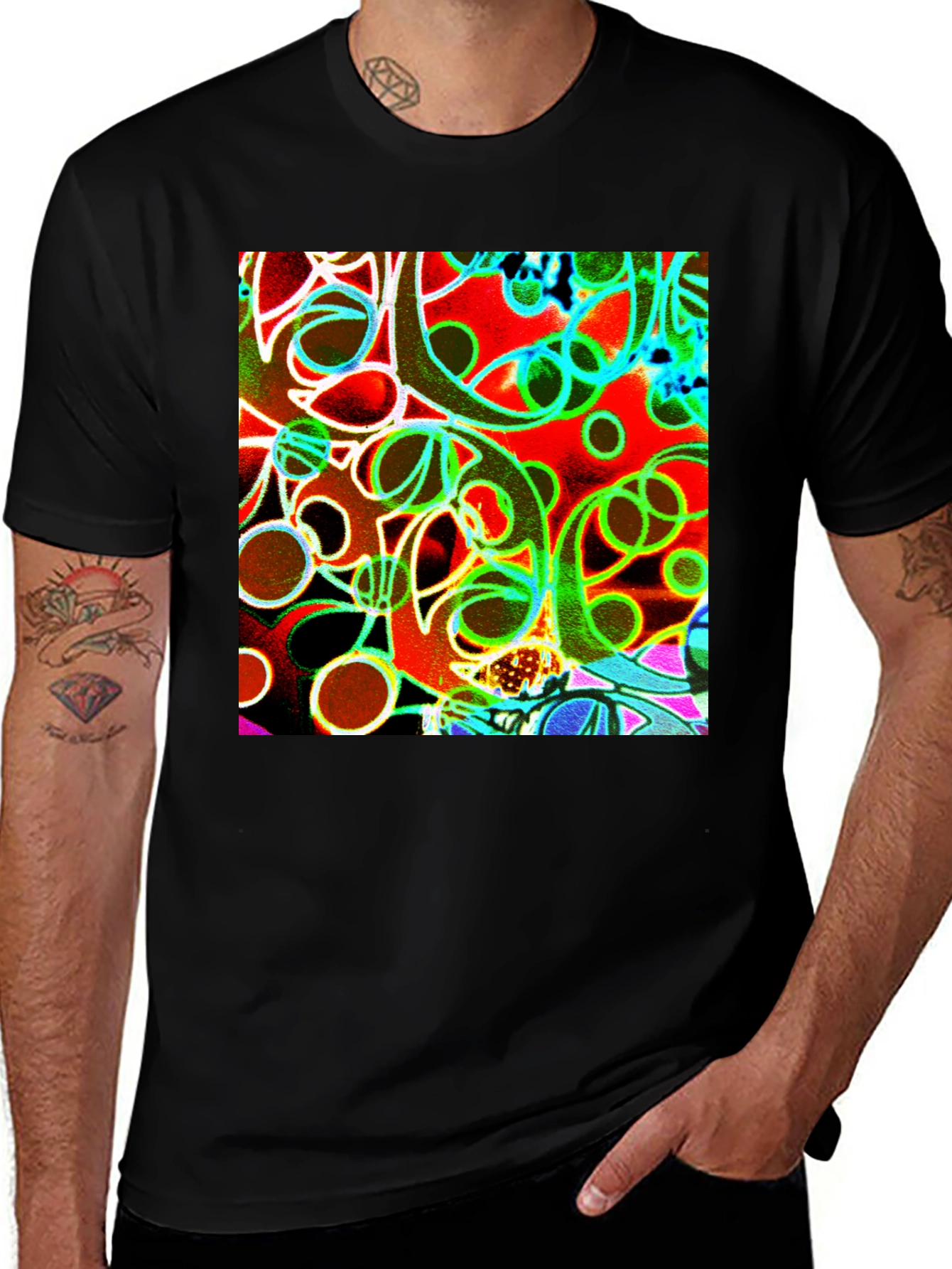 Variant 7 of Abstract Art Graphic Tee - Black