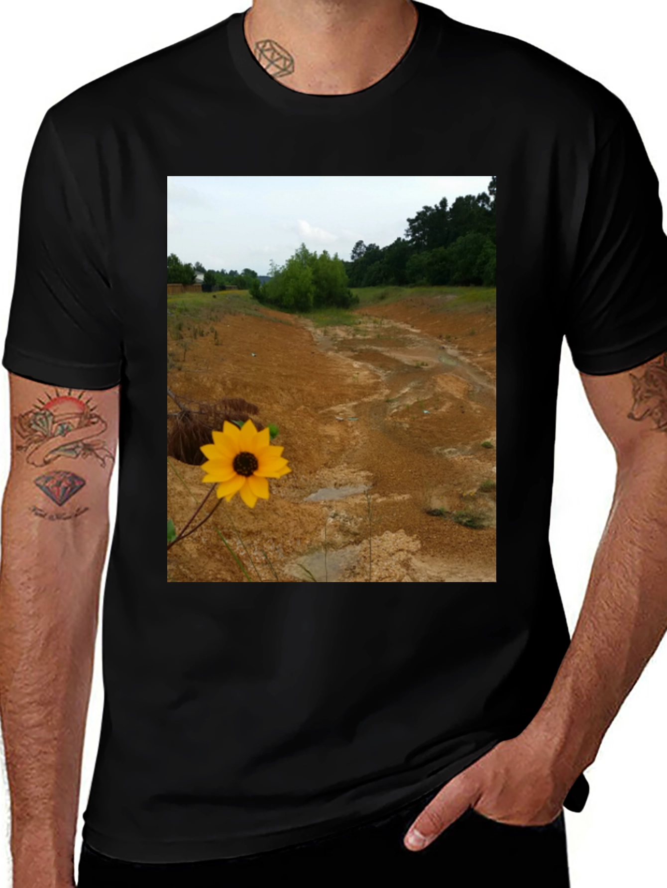Variant 7 of Nature Scene Sunflower Graphic T-Shirt