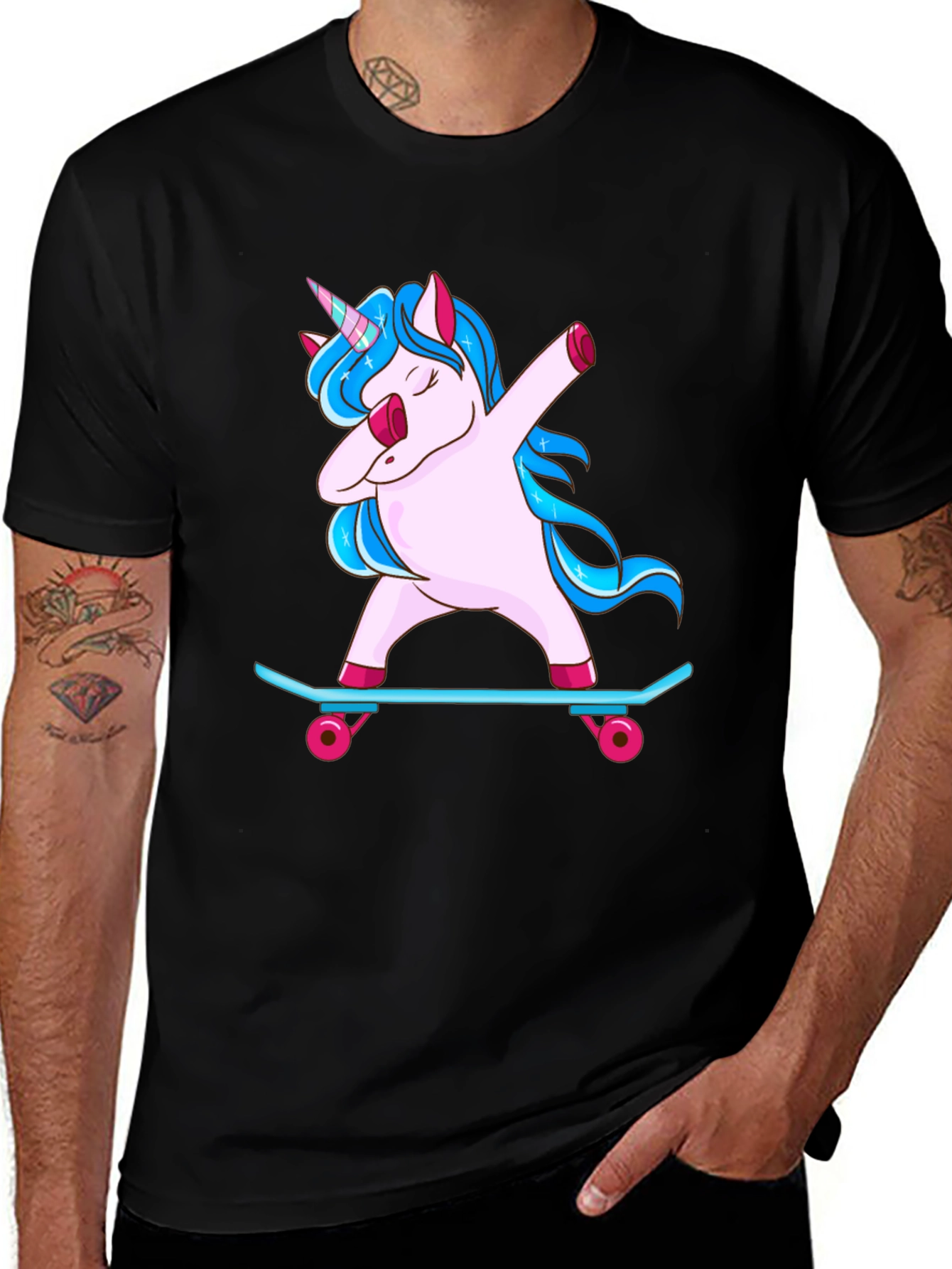 Variant 27 of Unicorn Skateboard Dab T-Shirt - Unique Graphic Tee