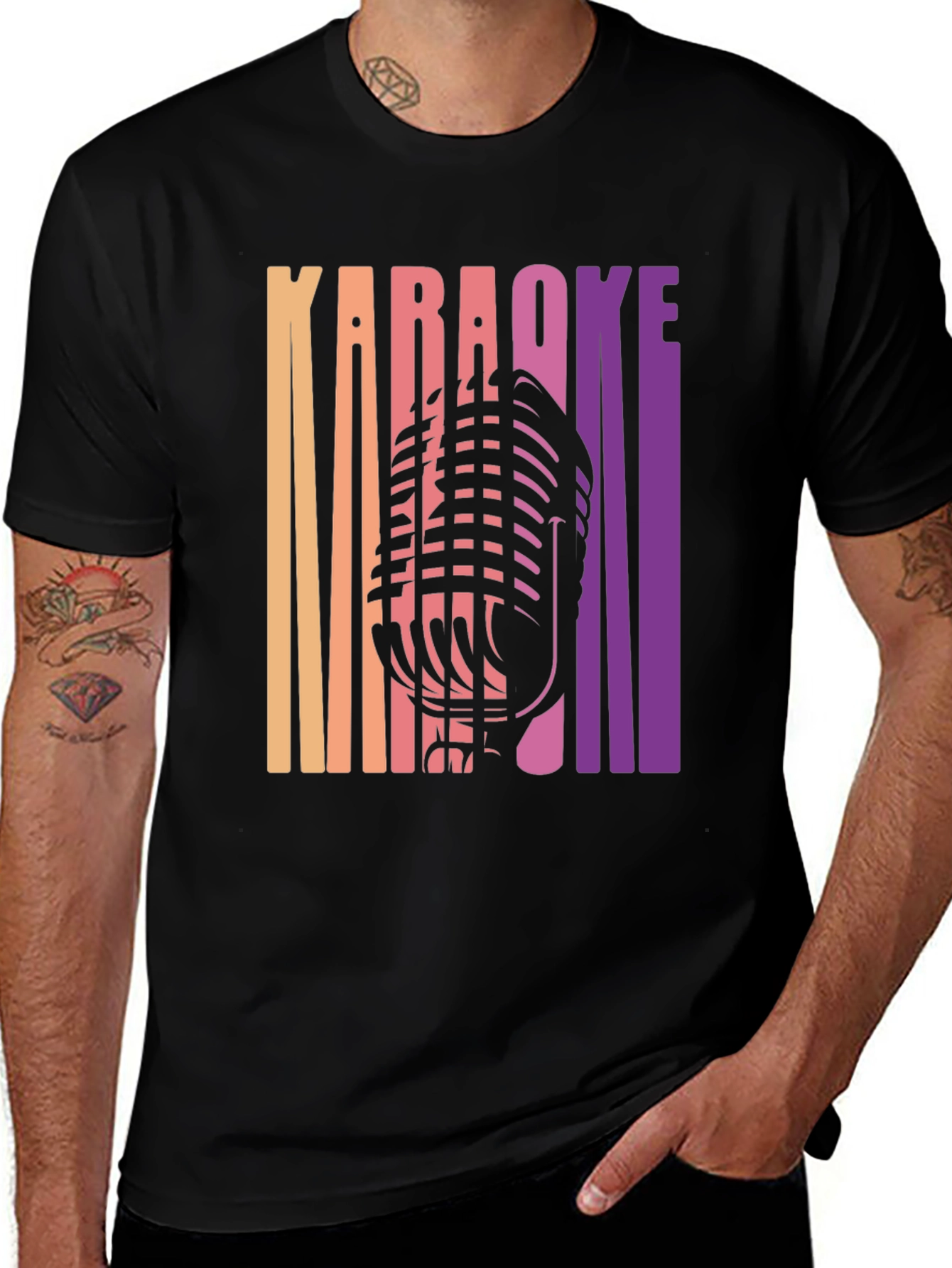 Variant 5 of Karaoke Microphone Graphic Tee - Retro Style T-Shirt