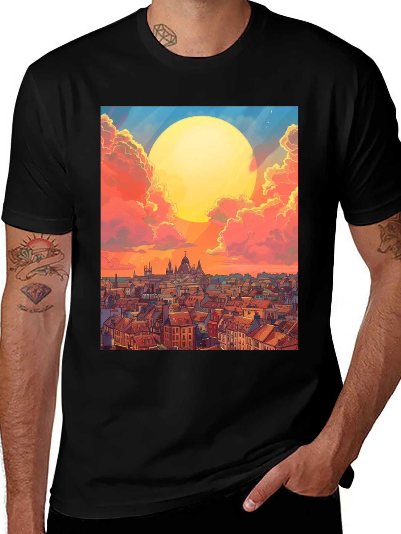 Variant 7 of Sunset City T-Shirt - Unique Artistic Design