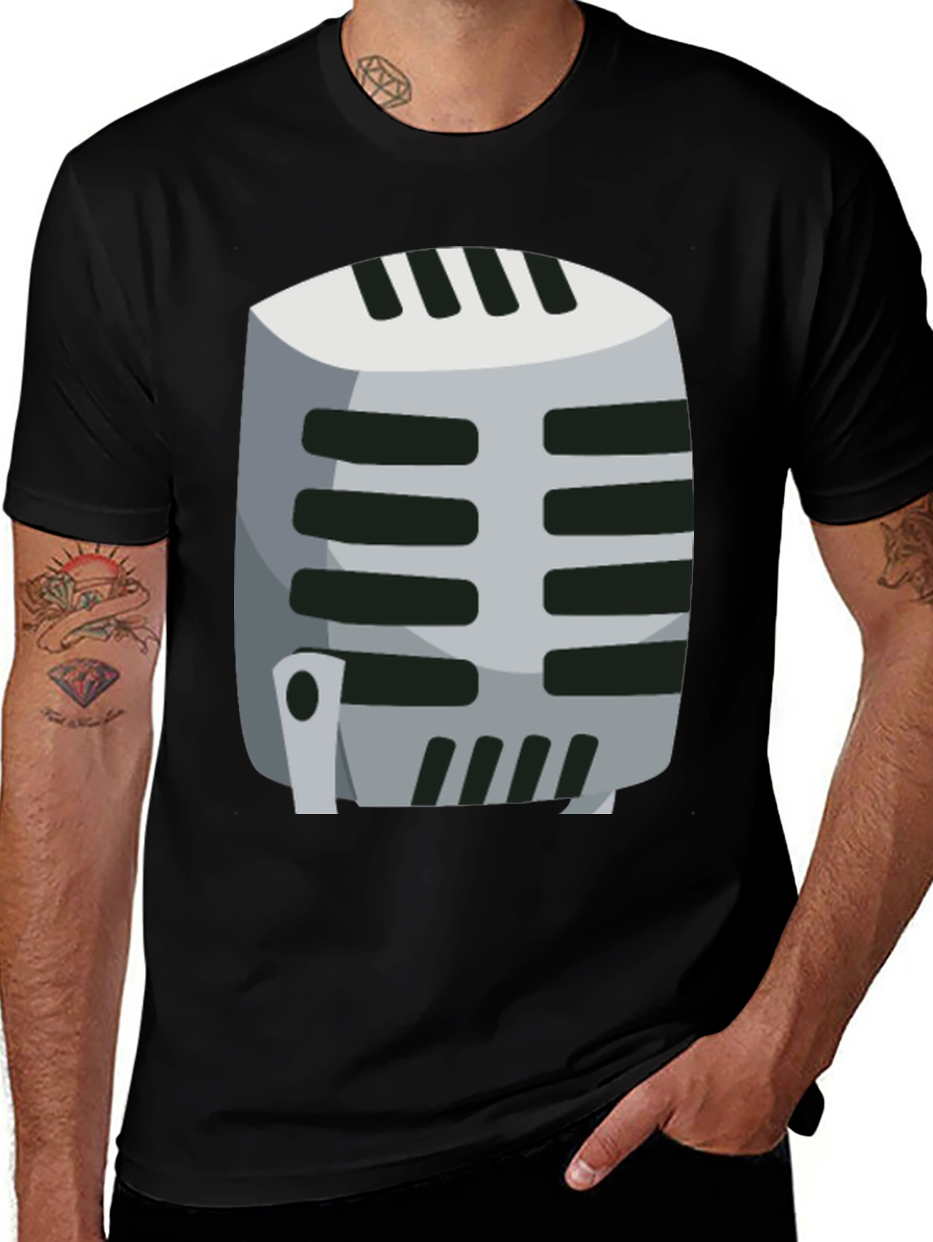 Variant 20 of Retro Microphone Graphic Tee - Classic Vocal Style!