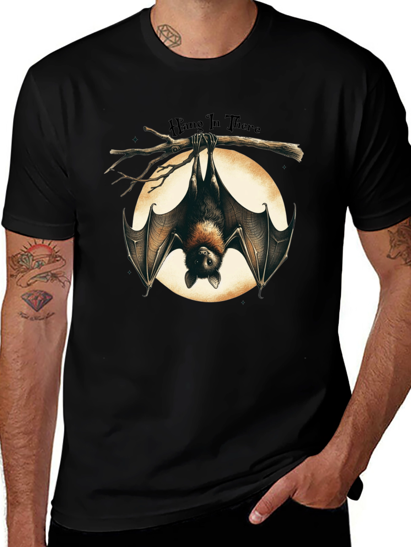 Variant 9 of Hang In There Bat T-Shirt - Funny Halloween Graphic Tee