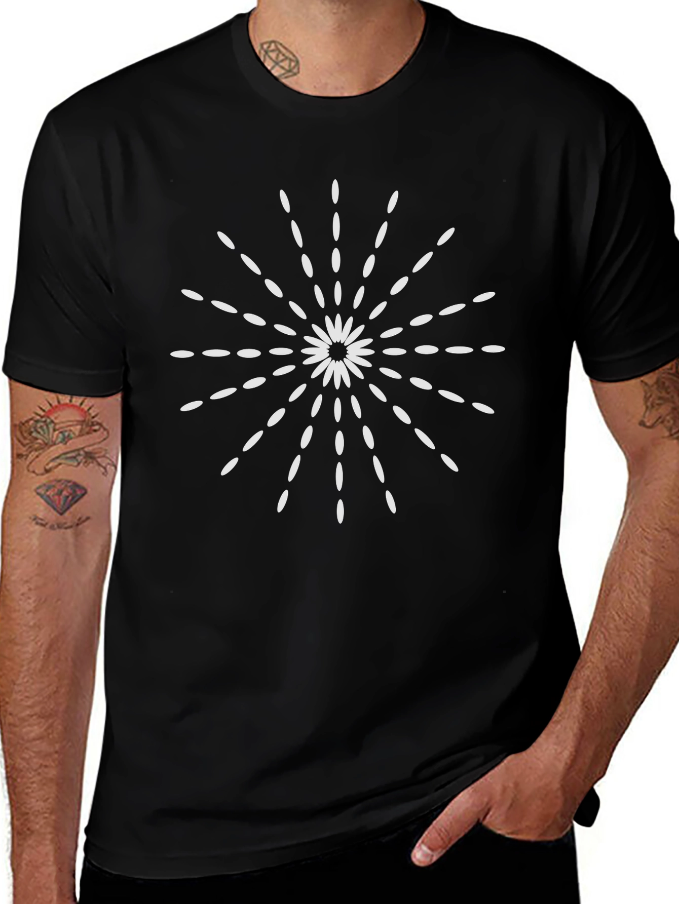 Modern Floral Burst Black T-Shirt