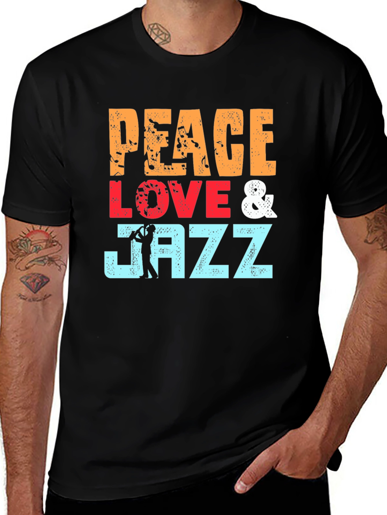 Variant 16 of Peace Love & Jazz T-Shirt - Stylish Music Tee
