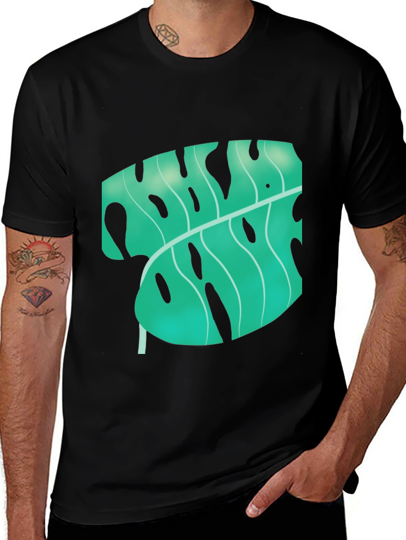 Variant 20 of Tropical Monstera Leaf Graphic Tee