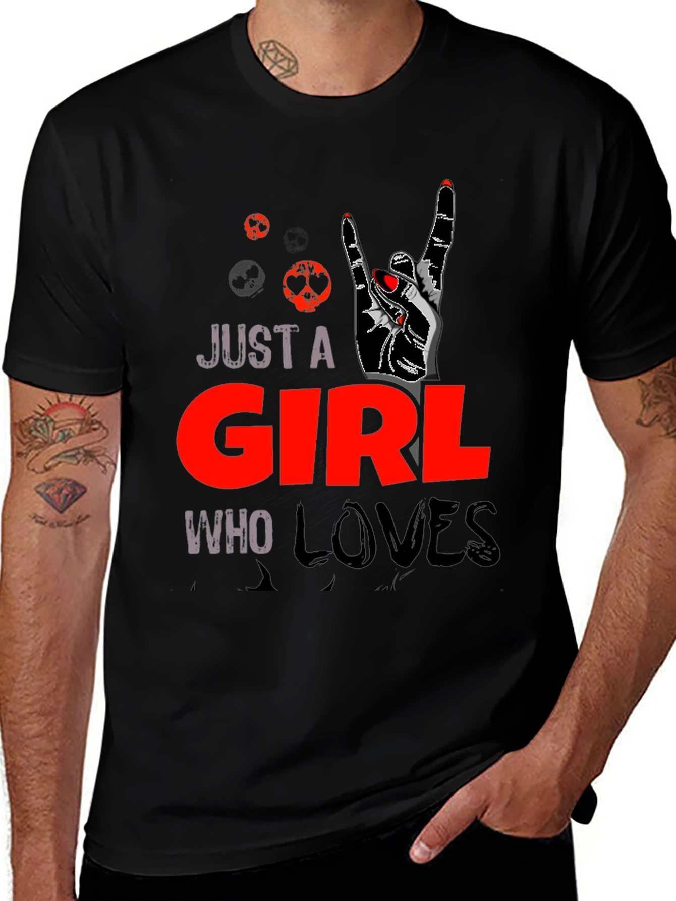 Variant 7 of Just a Girl Who Loves Tee - Rock On Hand
