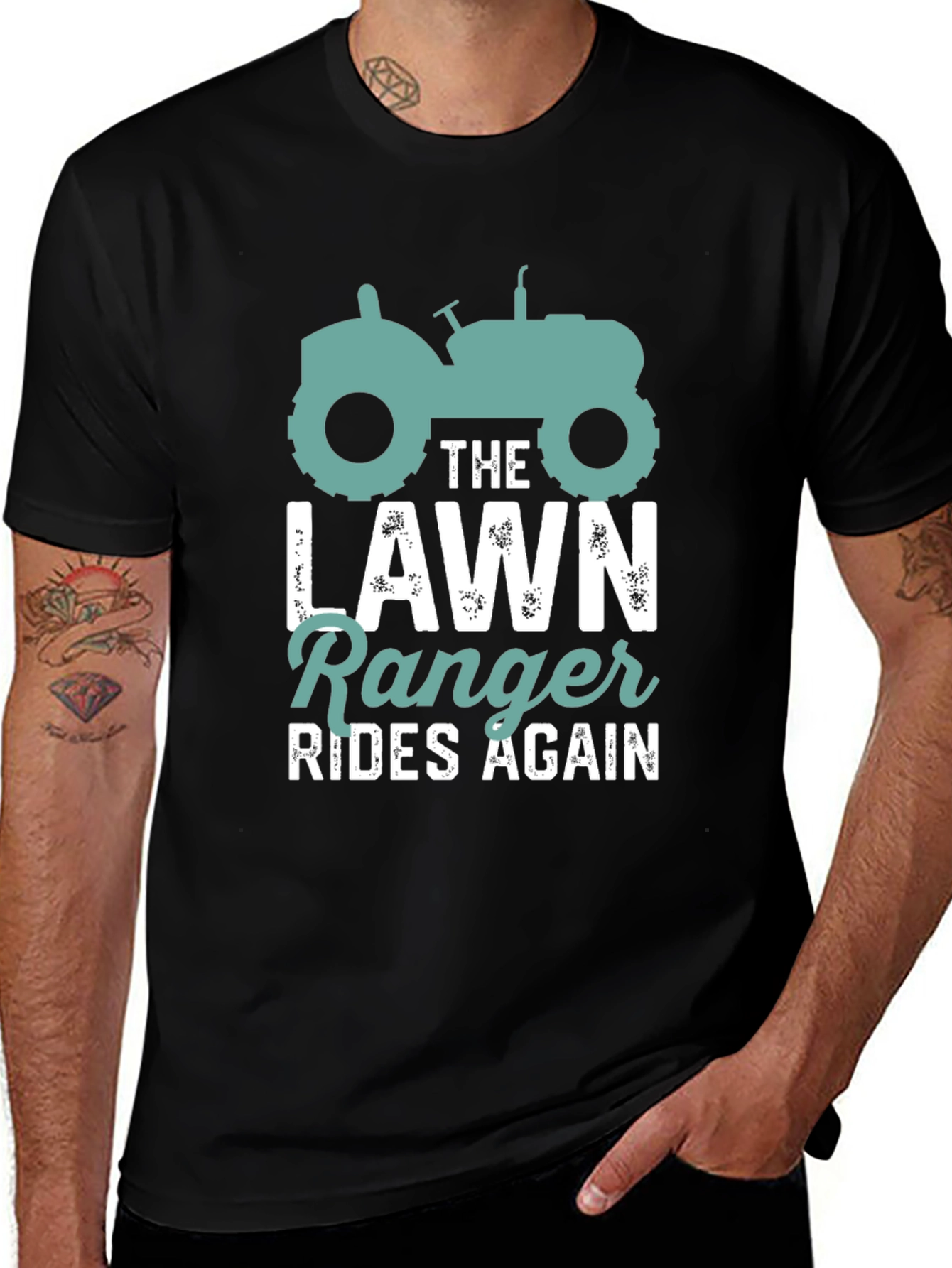 Variant 25 of Lawn Ranger T-Shirt: Rides Again - Funny Gardening Tee