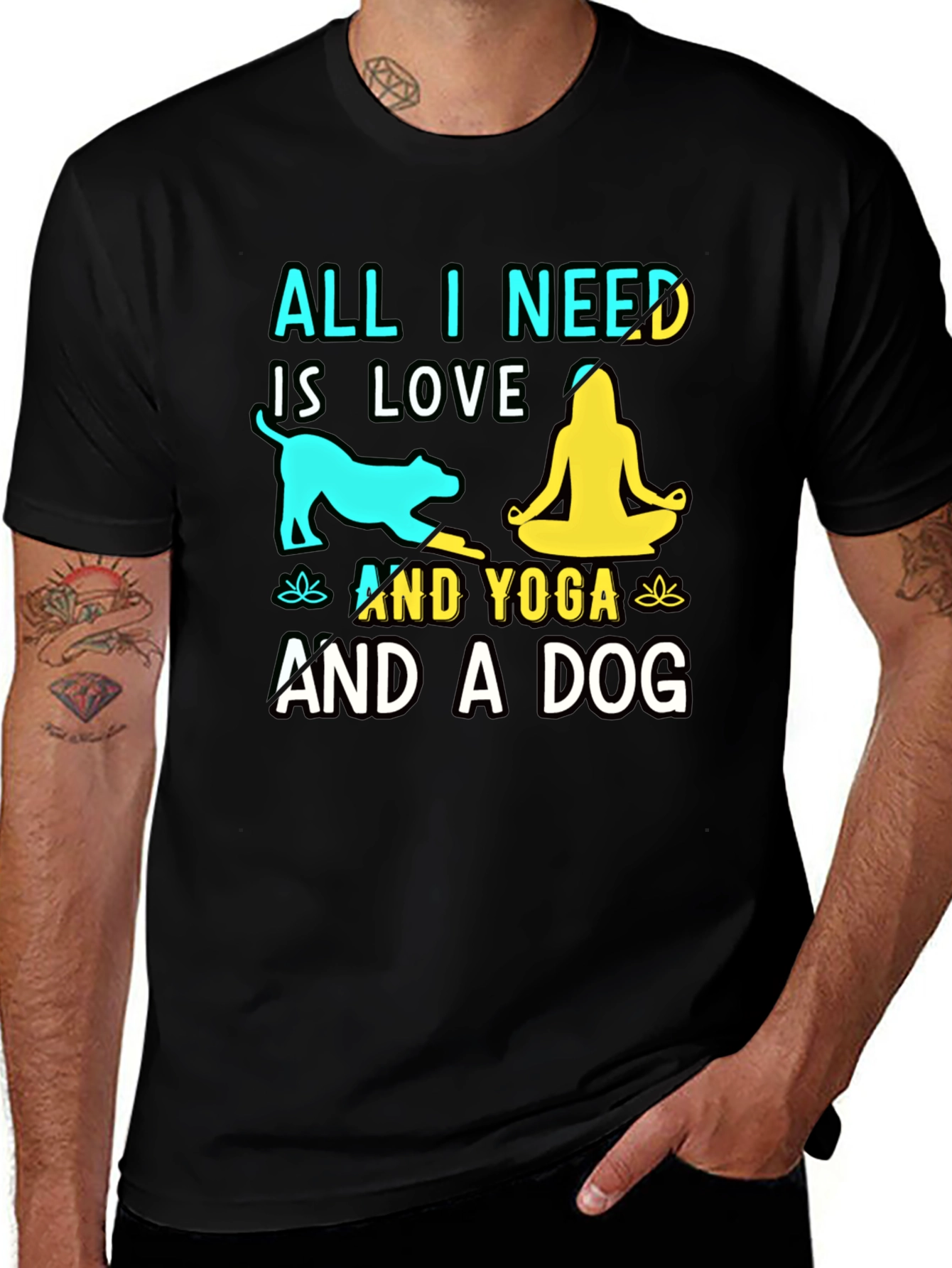 Variant 24 of All I Need Is Love Yoga And A Dog T-Shirt