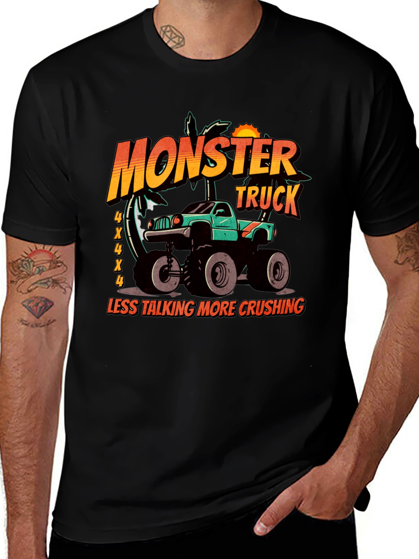 Variant 25 of Monster Truck Crushing Graphic Tee - Black
