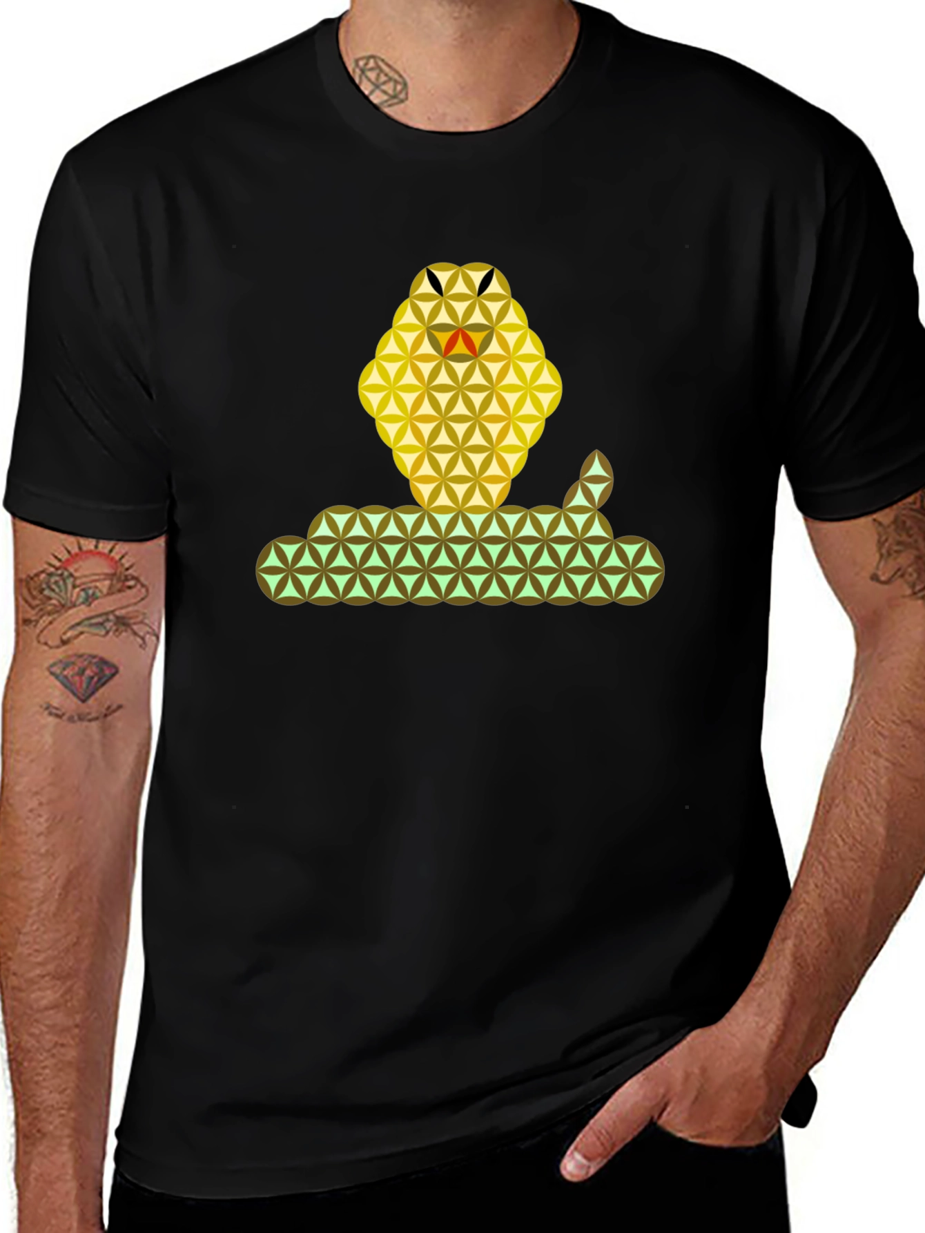 Variant 8 of Geometric Snake Graphic T-Shirt - Stylish & Unique