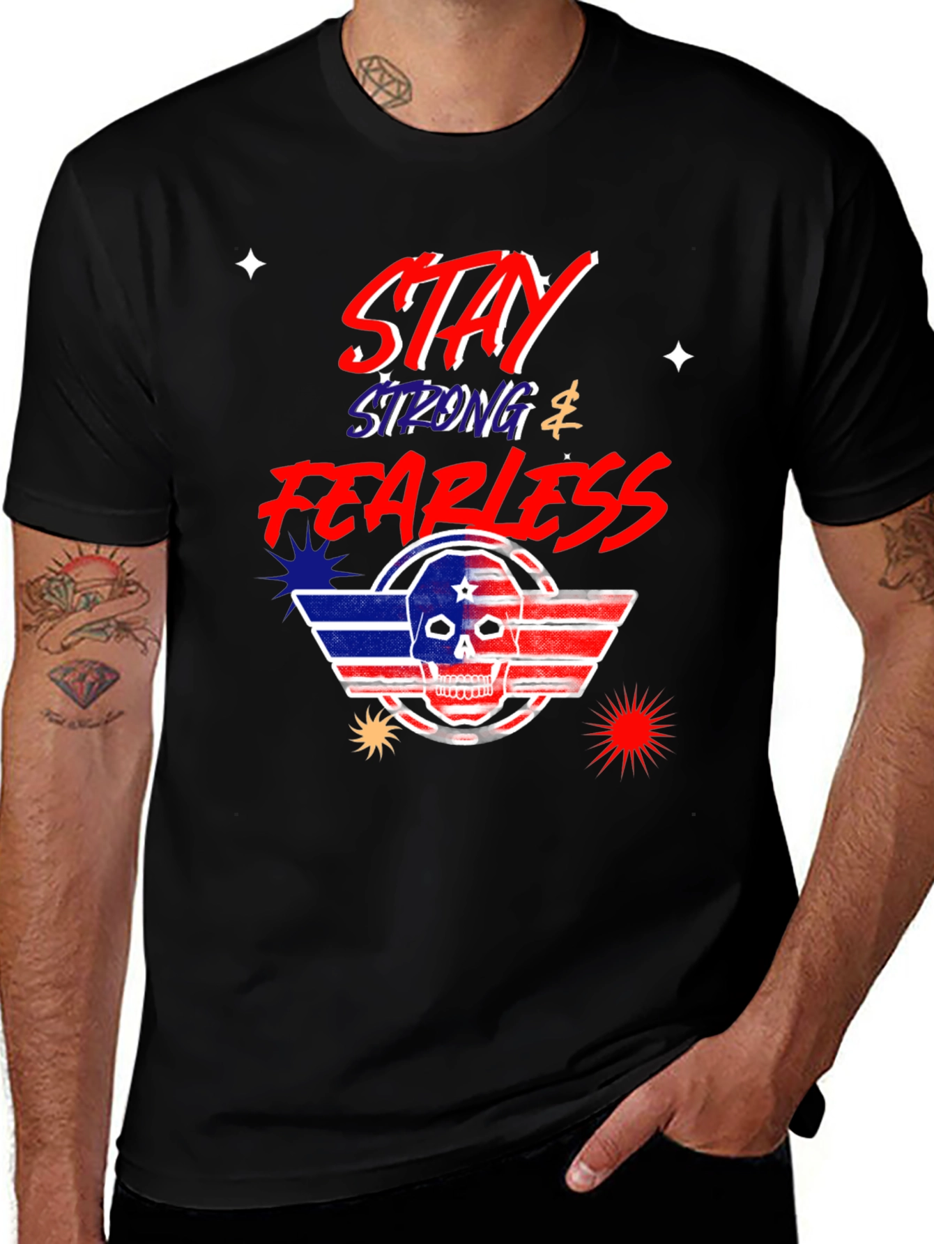 Black Stay Strong Fearless Graphic T-Shirt main image