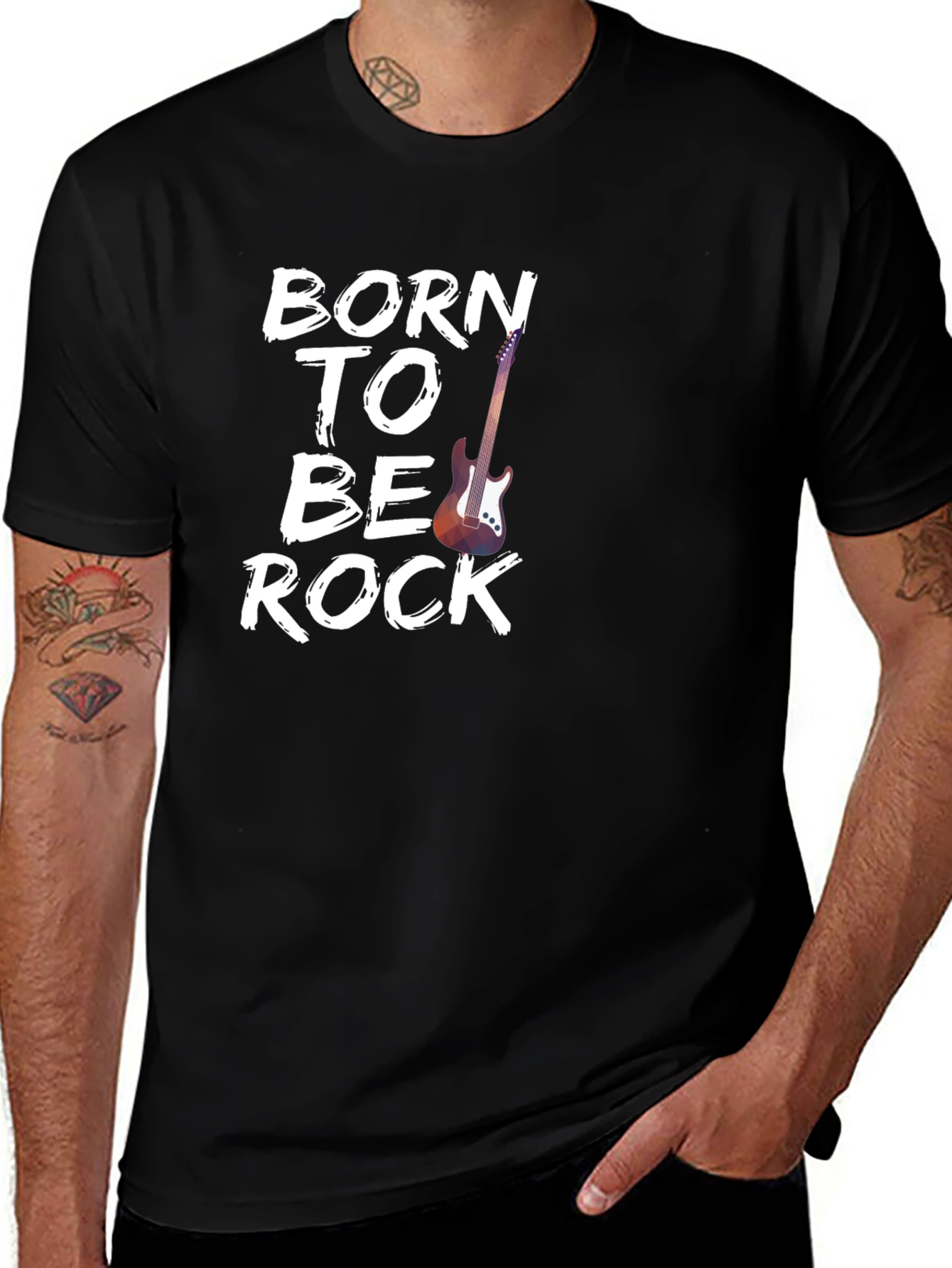 Variant 10 of Born To Be Rock Graphic Tee - Black