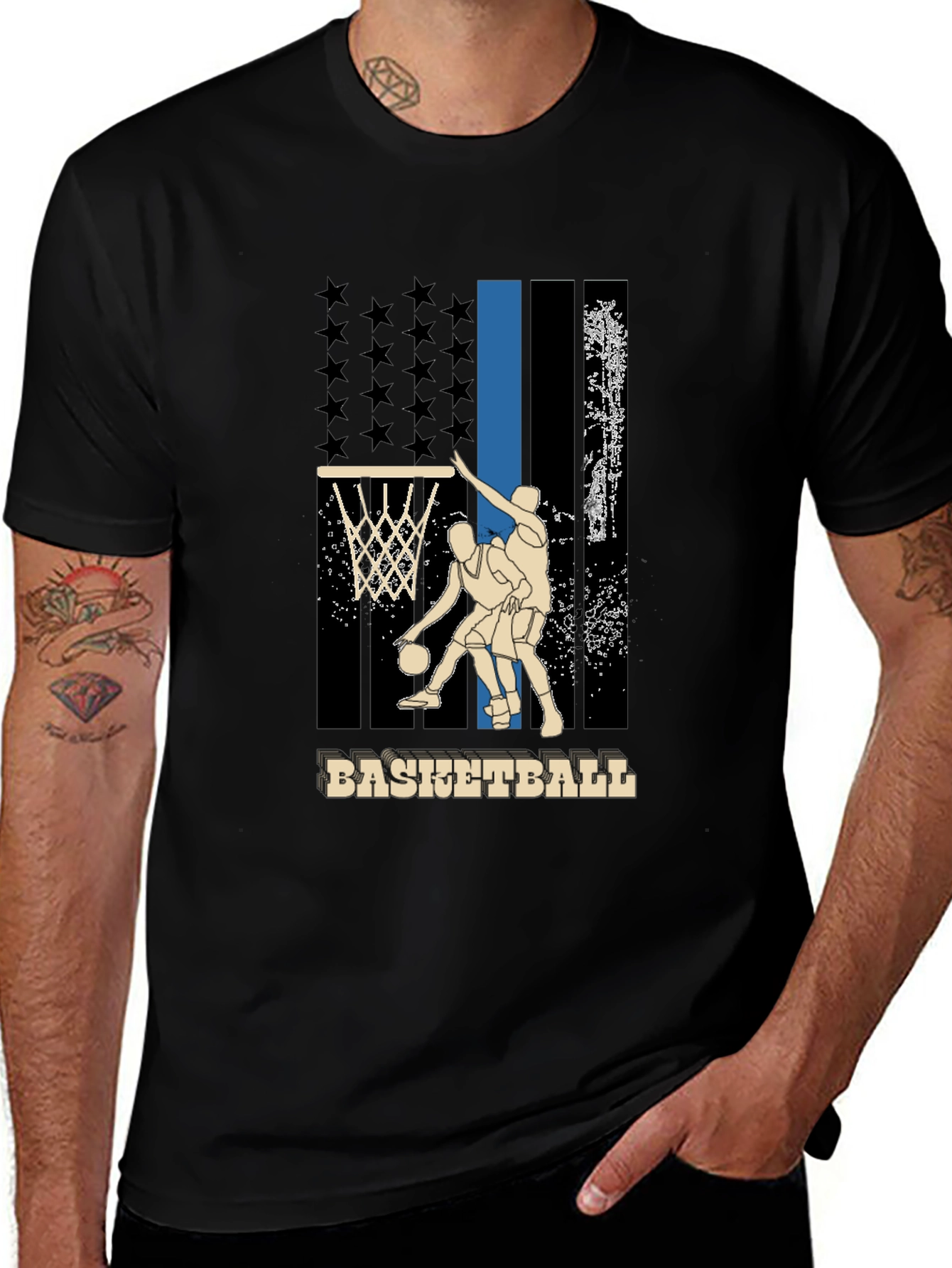 Variant 12 of Basketball Graphic T-Shirt - Patriotic Design