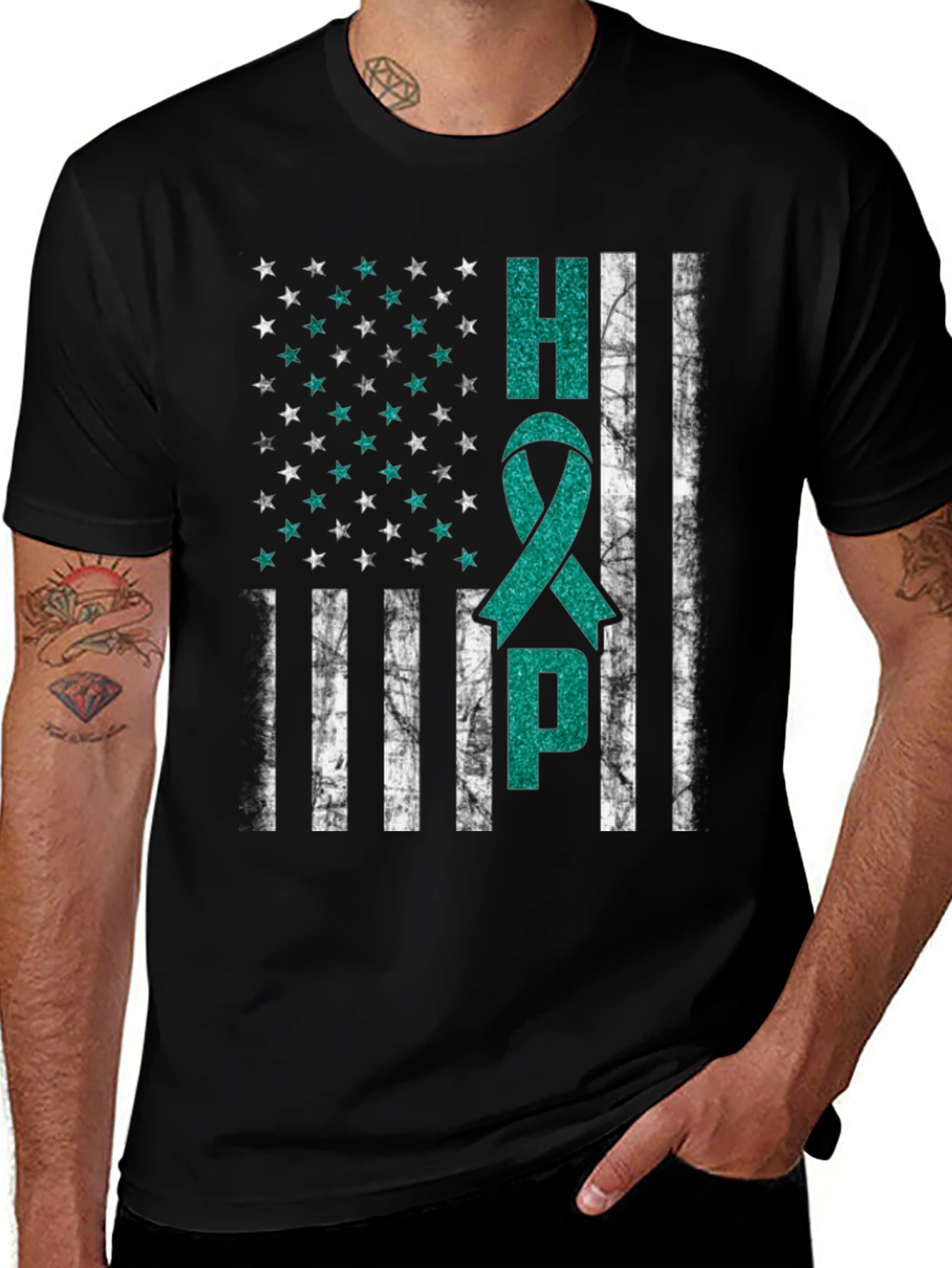 HOPE T-Shirt Cancer Awareness USA Flag Design