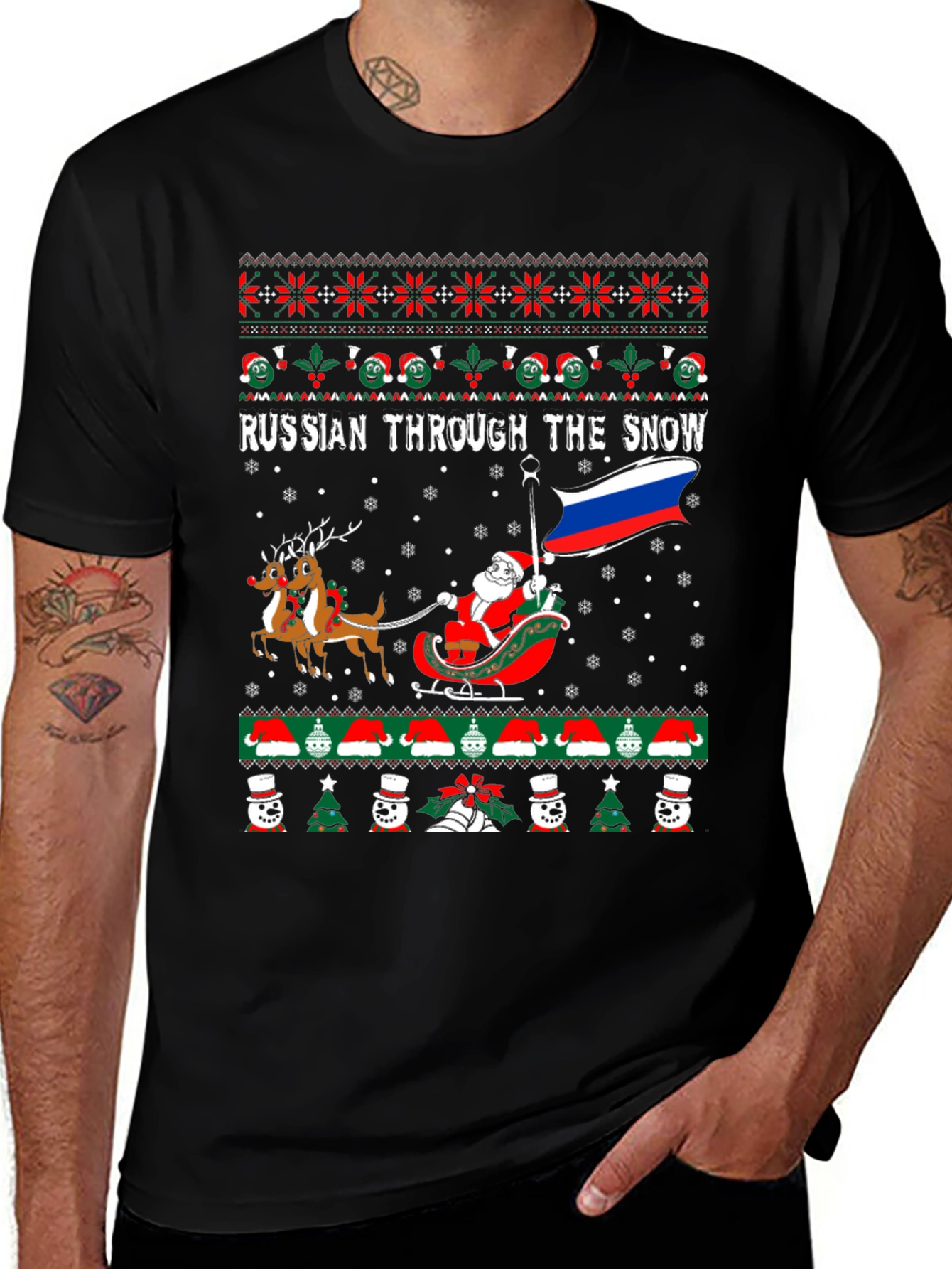 Russian Through the Snow Ugly Christmas T-Shirt