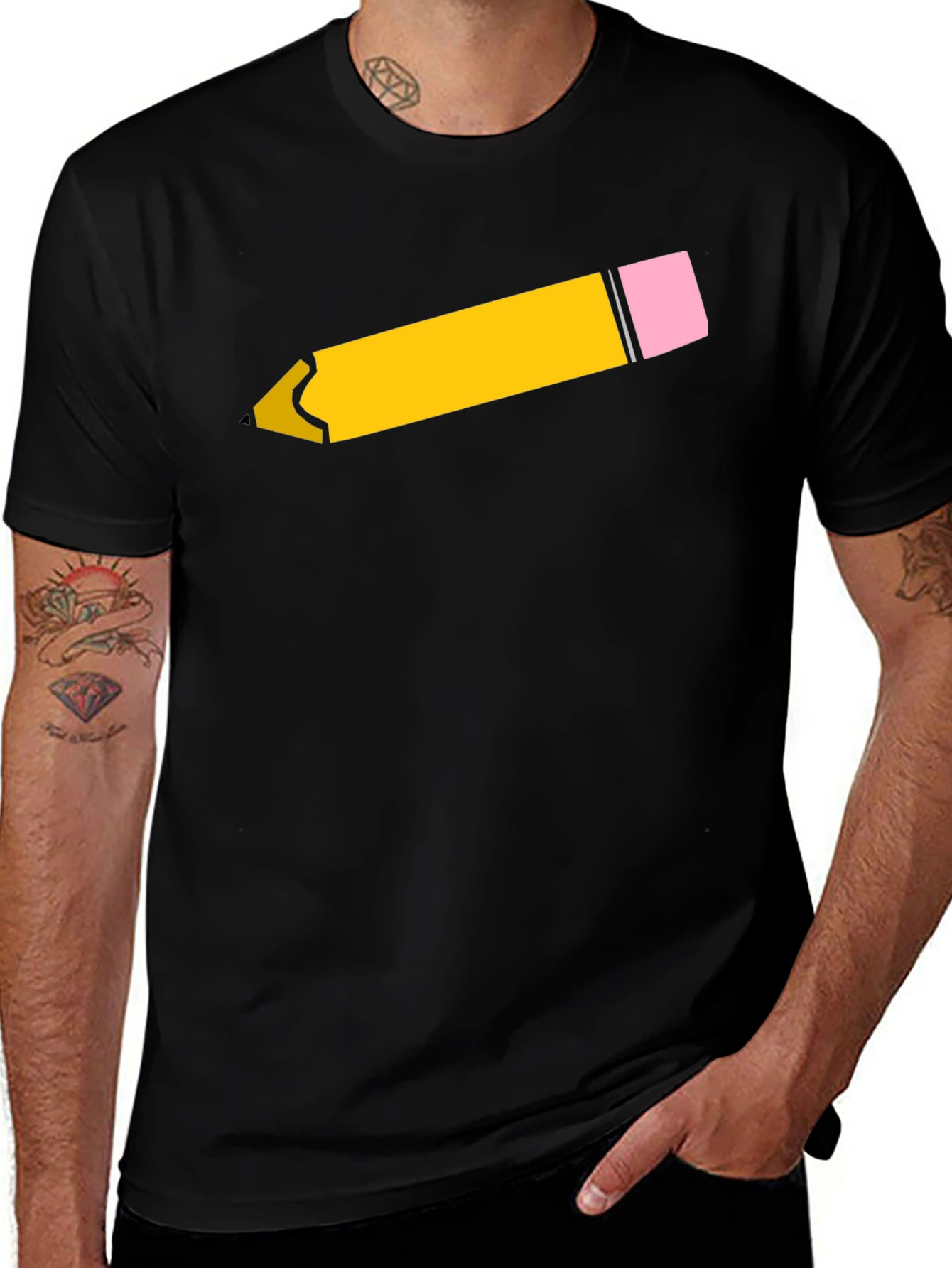 Variant 4 of Pencil Graphic Black T-Shirt - Fun & Stylish!