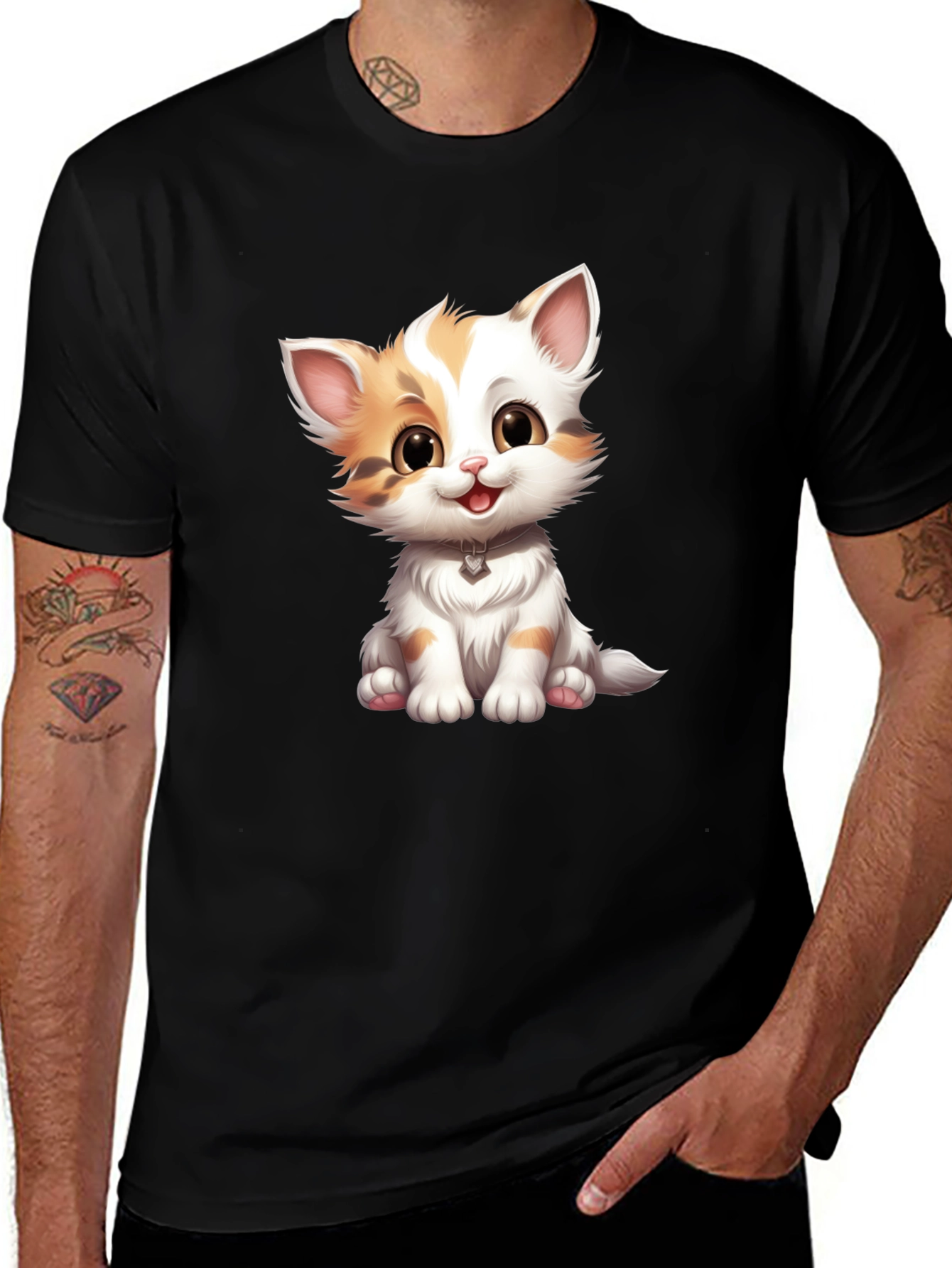 Variant 6 of Cute Kitten Graphic Tee - Soft Black T-Shirt