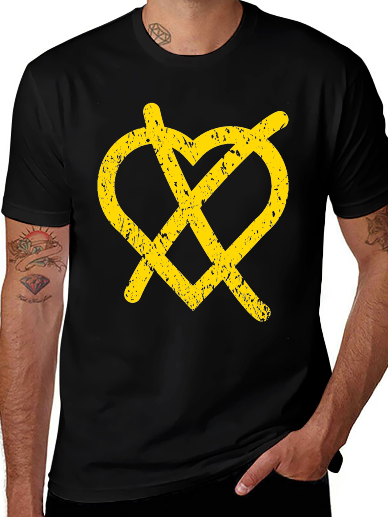 Variant 12 of Grunge Heartless T-Shirt - Black Graphic Tee