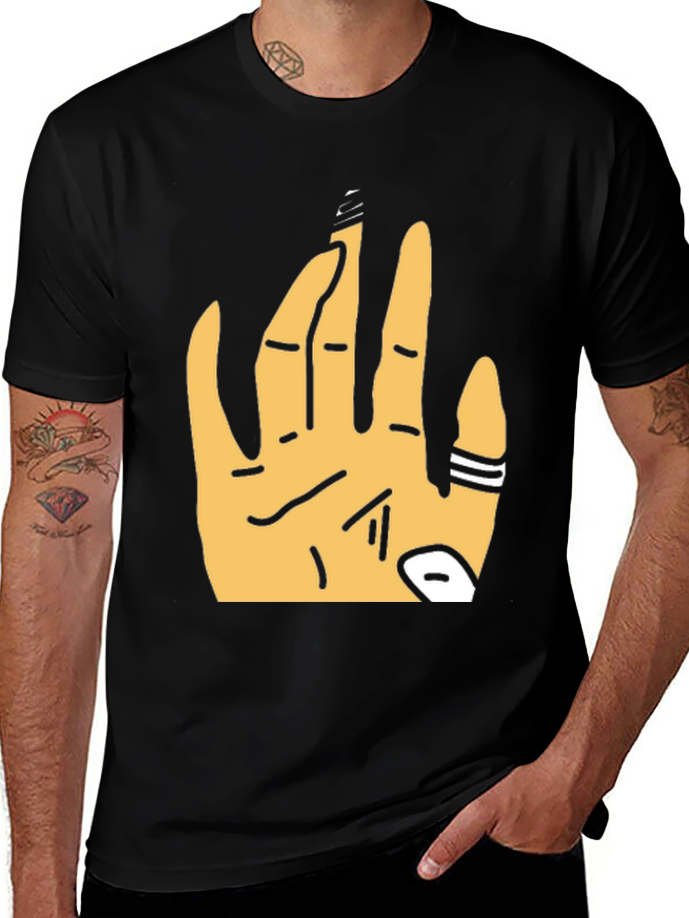 Variant 5 of Graphic Tee - Hand Design Black T-Shirt