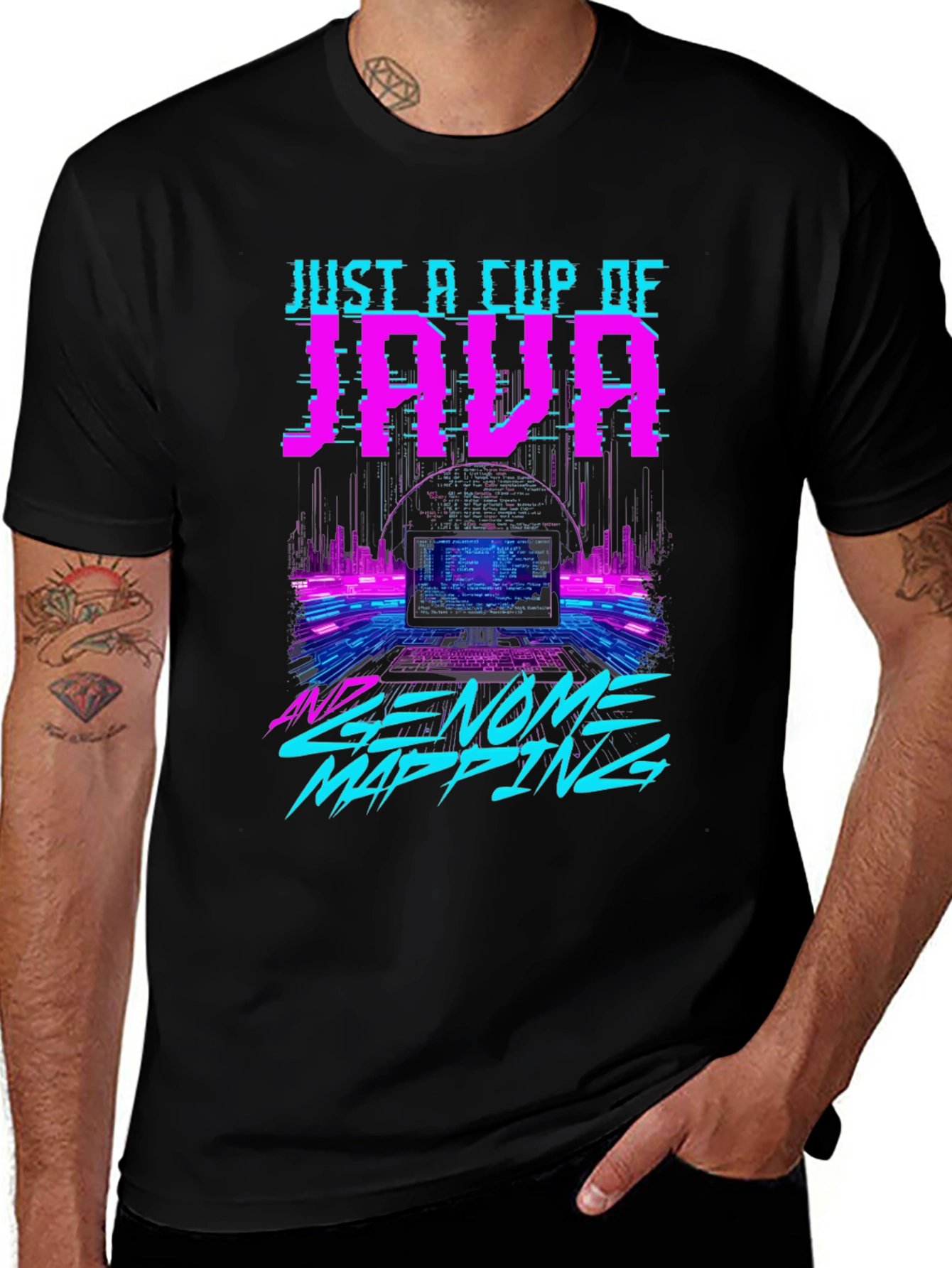 Variant 3 of Just a Cup of JAVA and Genome Mapping Graphic T-Shirt