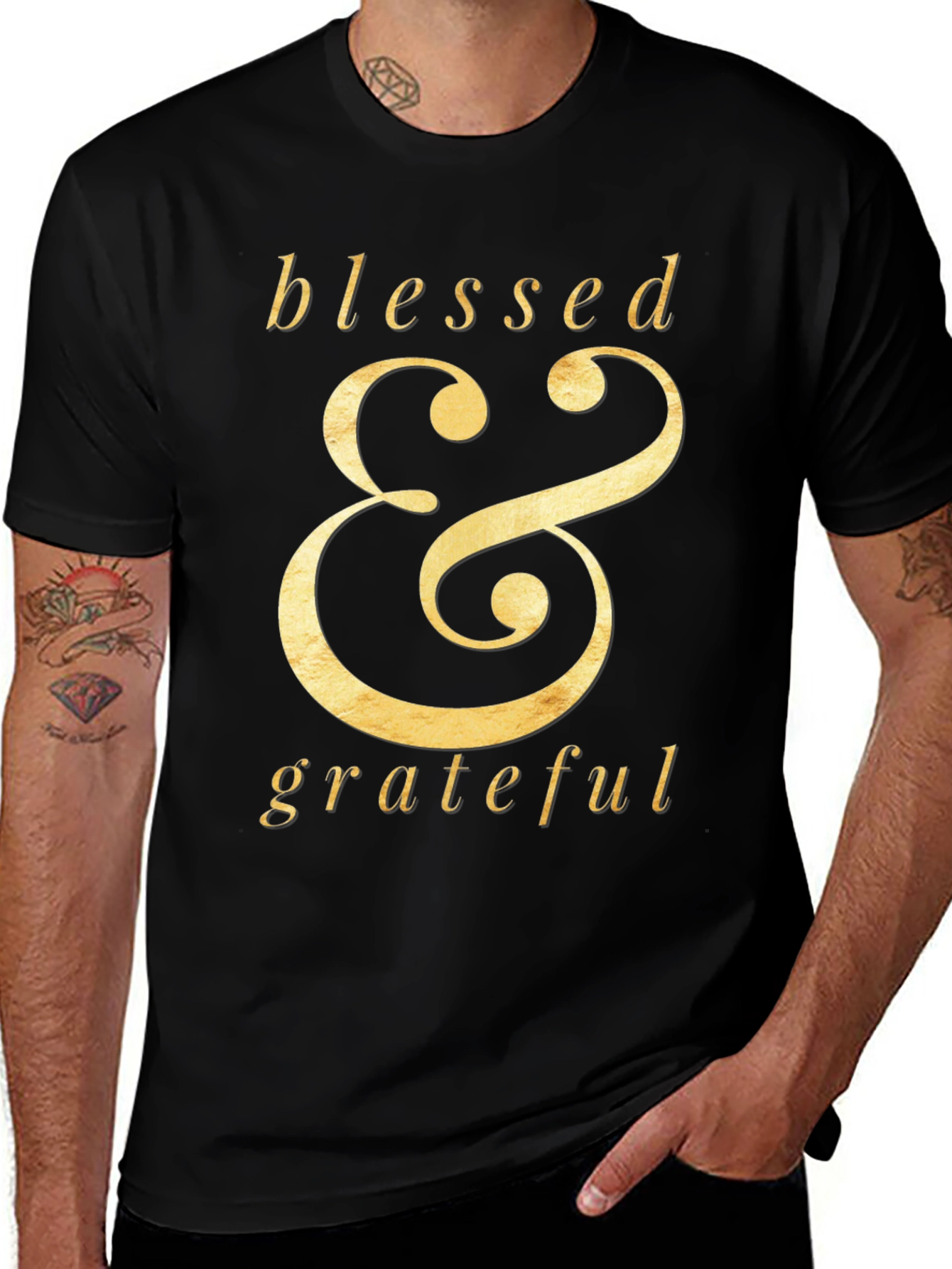 Variant 2 of Blessed & Grateful Graphic Tee - Stylish Black T-Shirt